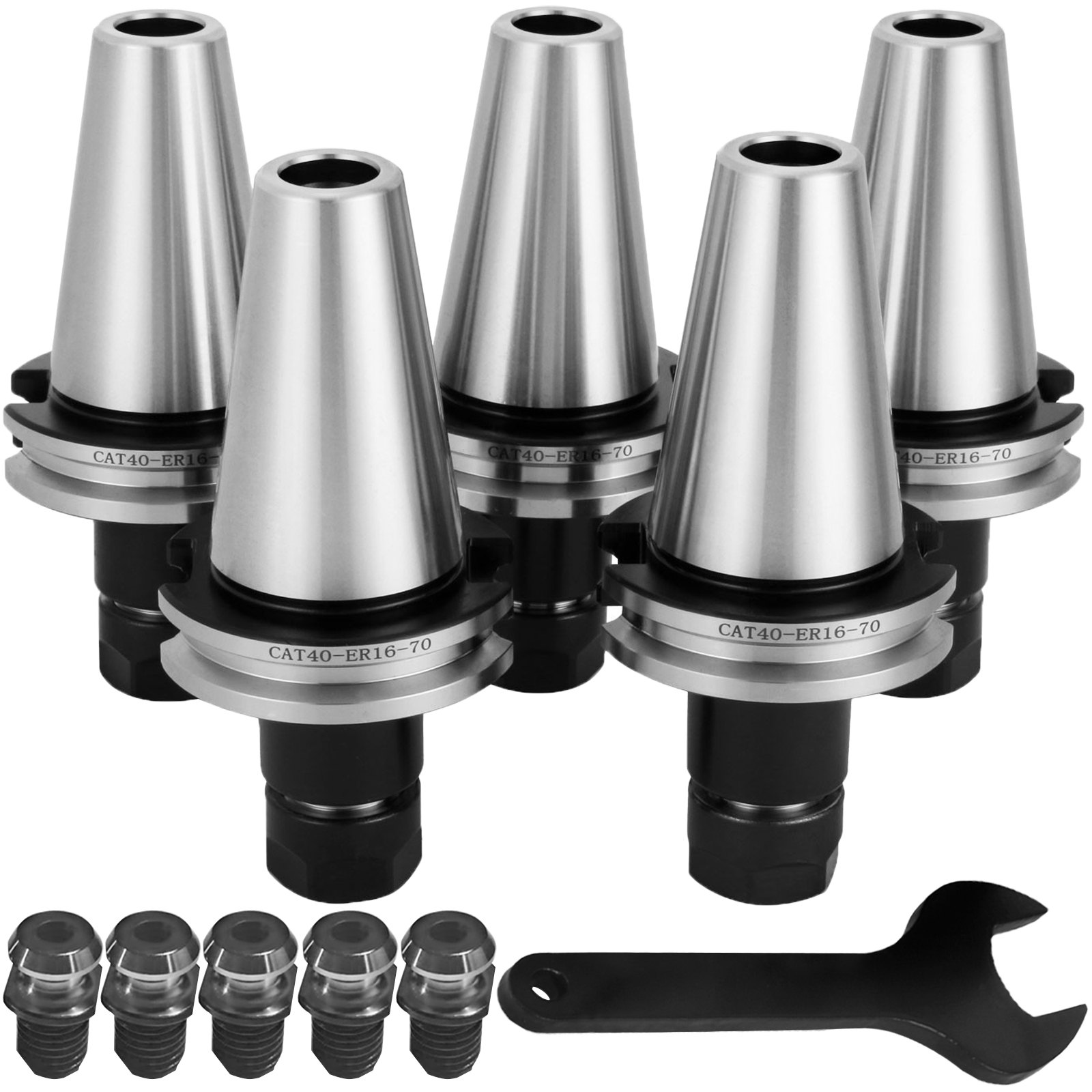 VEVOR Collet Chuck, CAT40 ER16, 5pcs Tool Holder Assembly with Pull