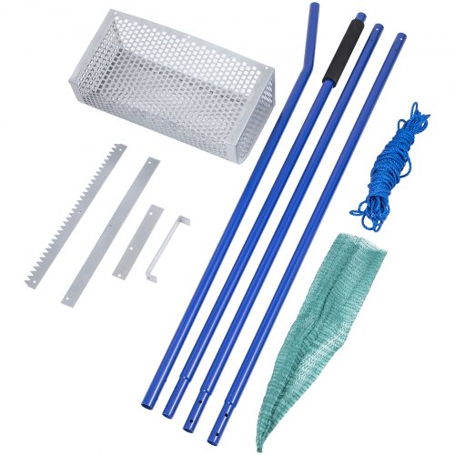 VEVOR Sand Rake, 165 inches Pole Beach Rake, Blue Lake Weed Rakes, 16 ...