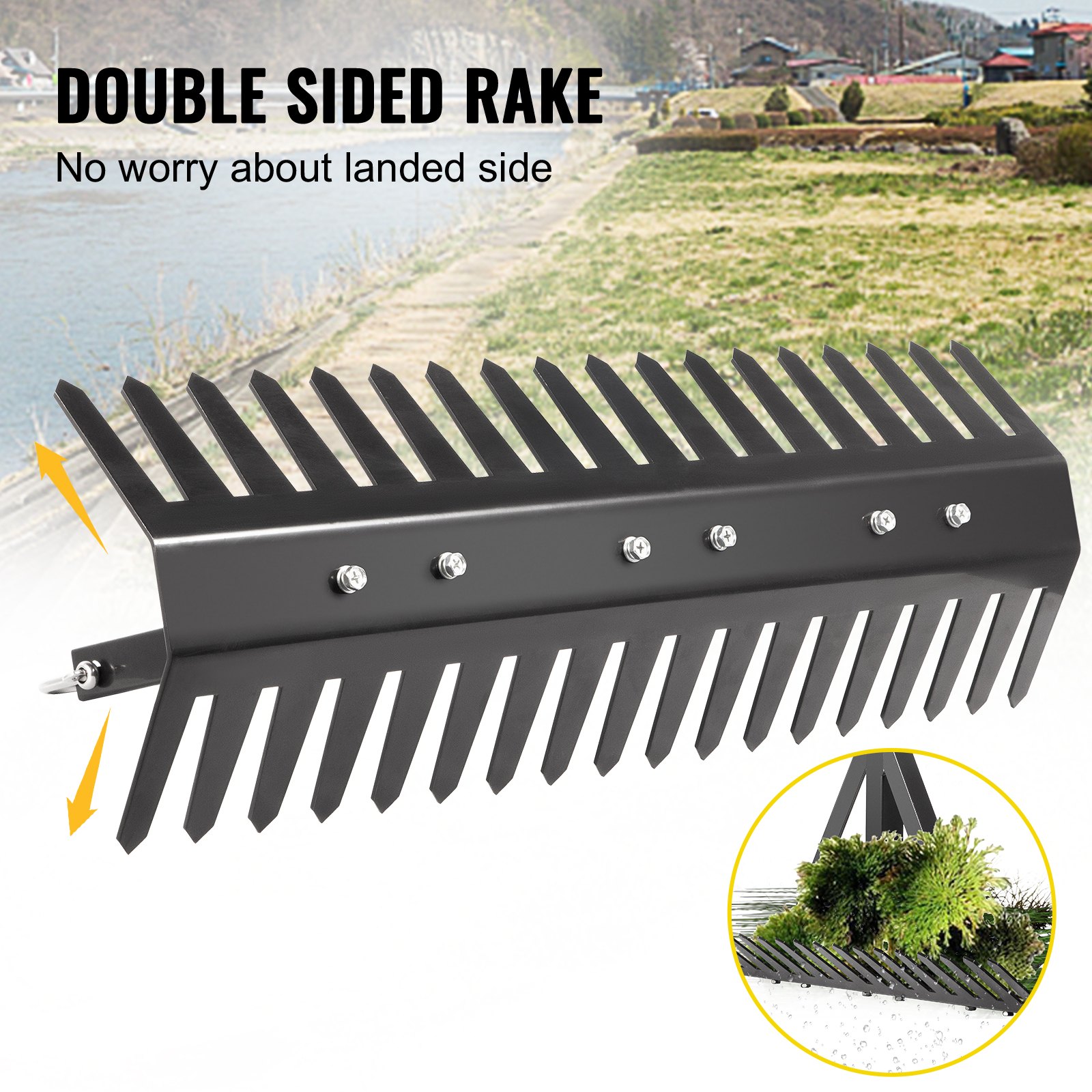 VEVOR Pond Rake, 16 inch Aquatic Weed Rake, Double Sided Lake Weed