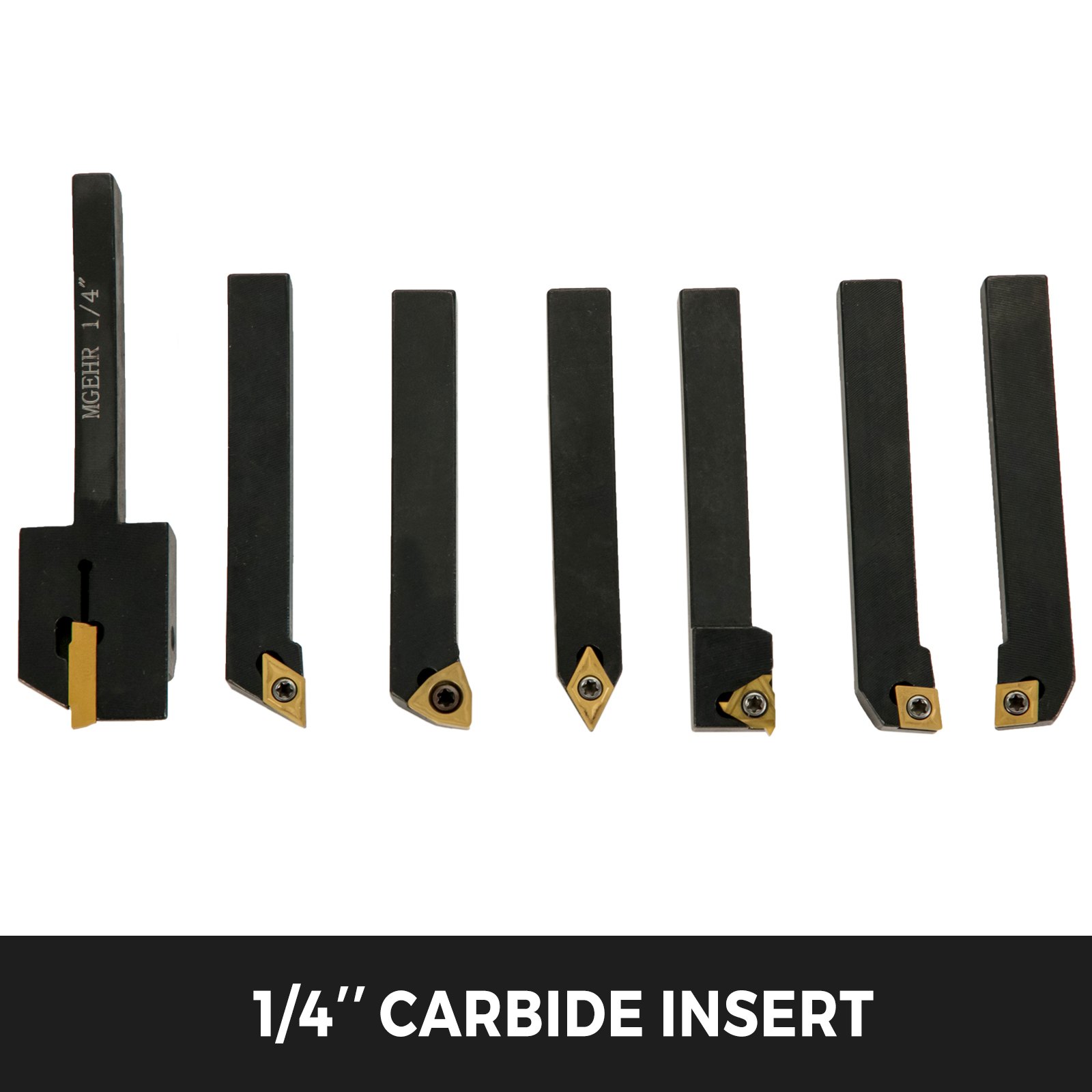 VEVOR Indexable Carbide Tools, 1/4" Industrial Lathe Tools, 7Pcs/Set