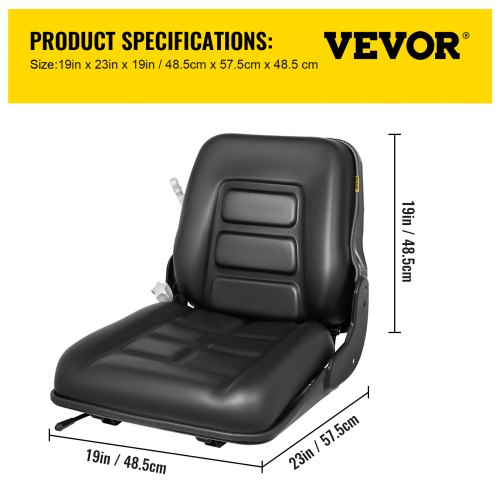 VEVOR Black PVC Tractor Seat,Universal Forklift Seat,6"/150MM