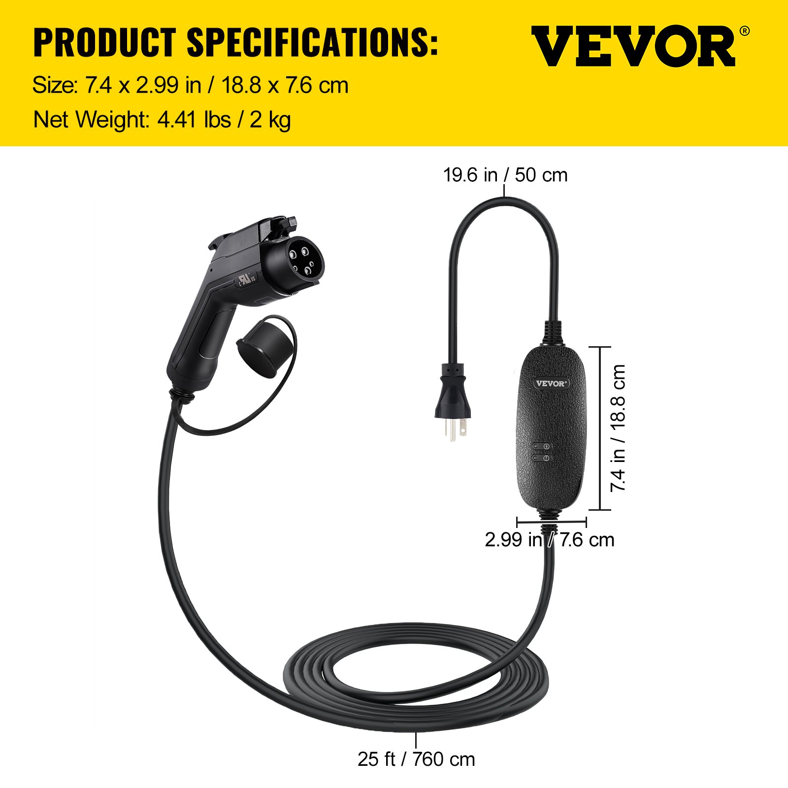 Gallery Detail: Vevor Portable Ev Charger Ev Car Charging Cable 16 Amp
