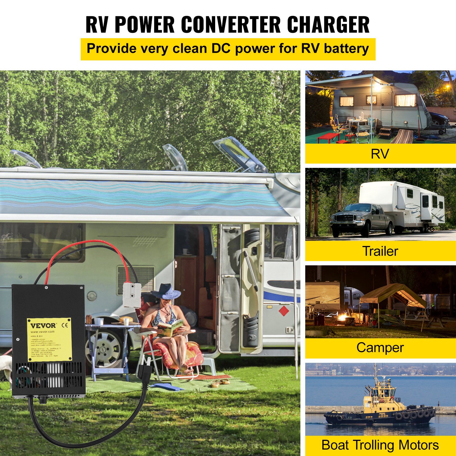 VEVOR RV Power Converter Battery Charger 110 V AC to 12 V DC 45 AMP RV