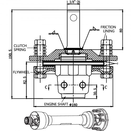 VEVOR VEVOR Slip Clutch PTO Slip Clutch 1 3/8" Smooth Ends Black for