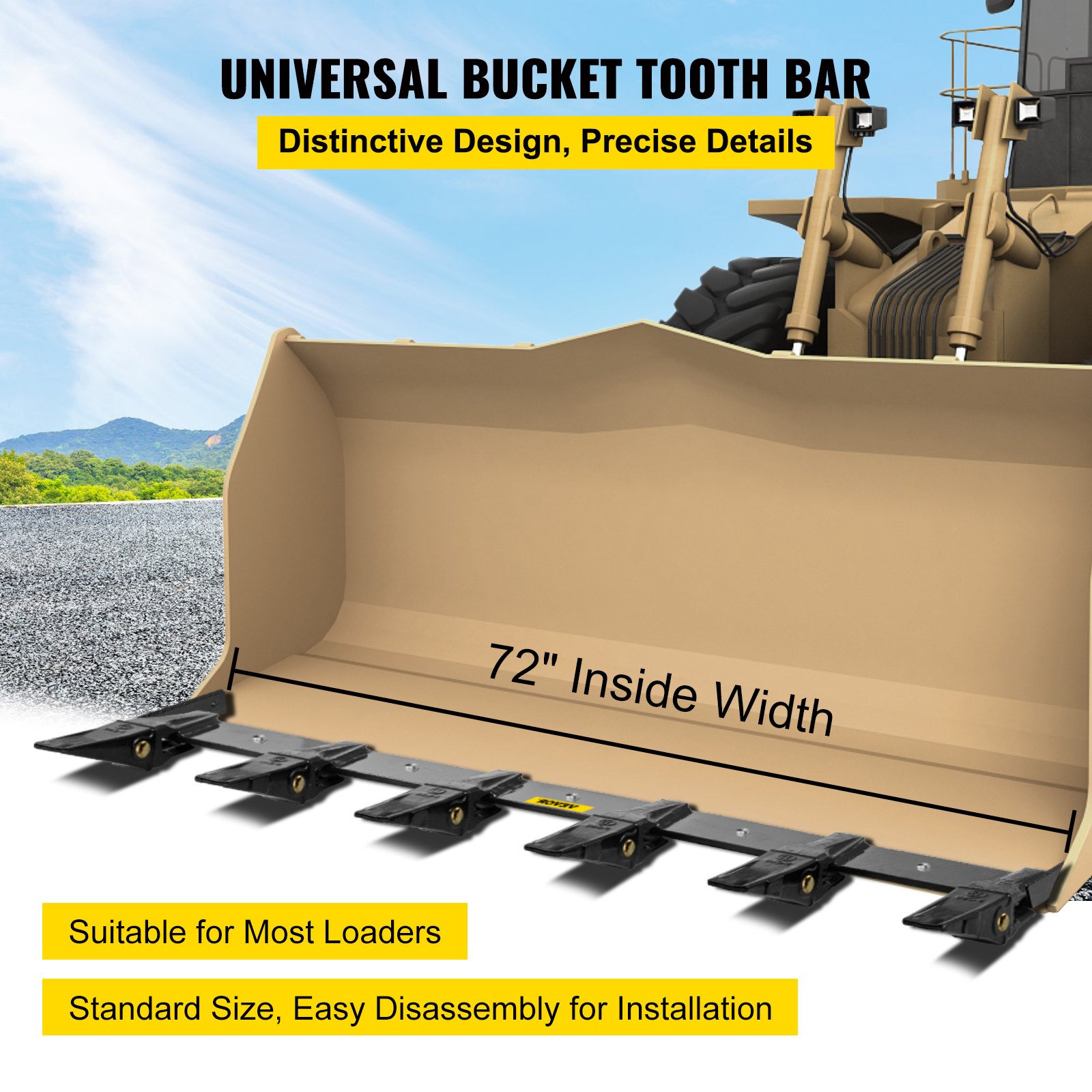 VEVOR Bucket Tooth Bar 60'' Inside Bucket Width Tractor Bucket Teeth 9.