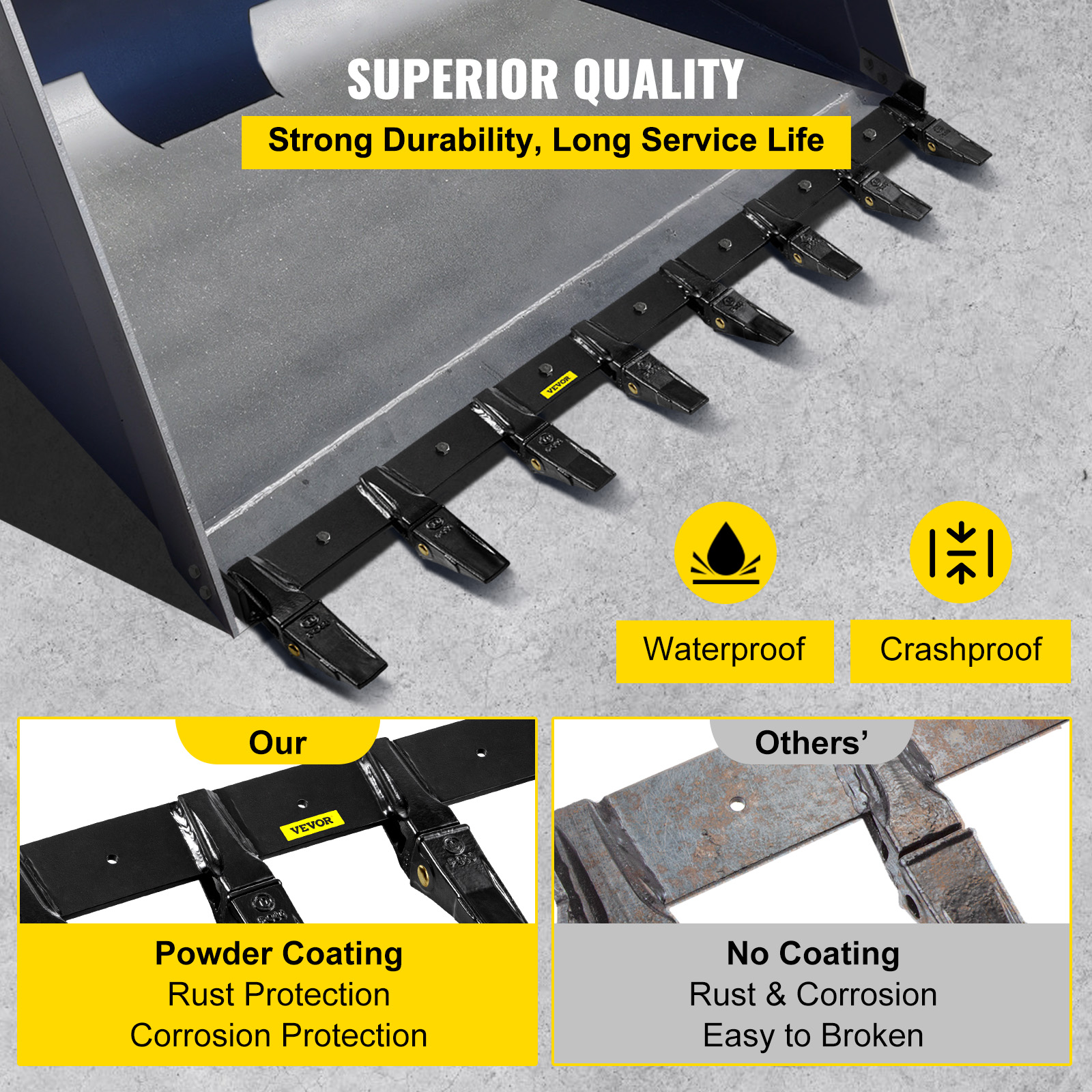 Vevor Bucket Tooth Bar 72 Inside Bucket Width Tractor Bucket Teeth 9 84 Teeth Space Tooth