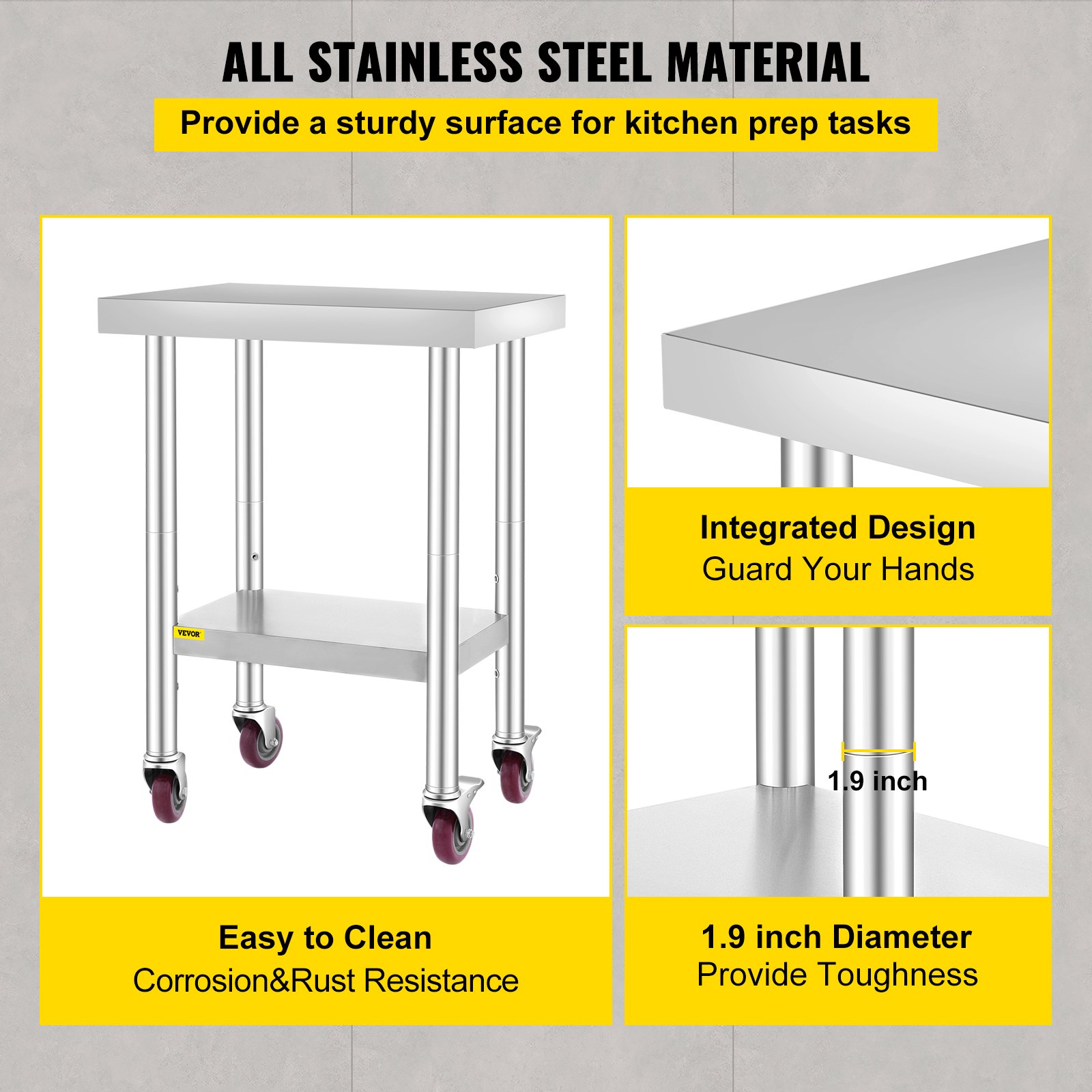 VEVOR VEVOR Stainless Steel Catering Work Table 24x18 Inch Commercial