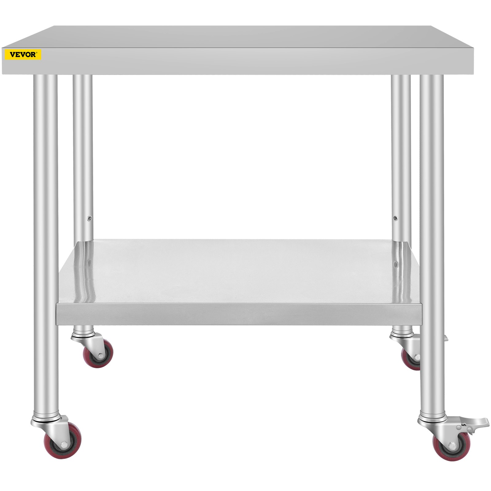 VEVOR 30x36x34 Inch Stainless Steel Work Table 3-Stage Adjustable Shelf ...
