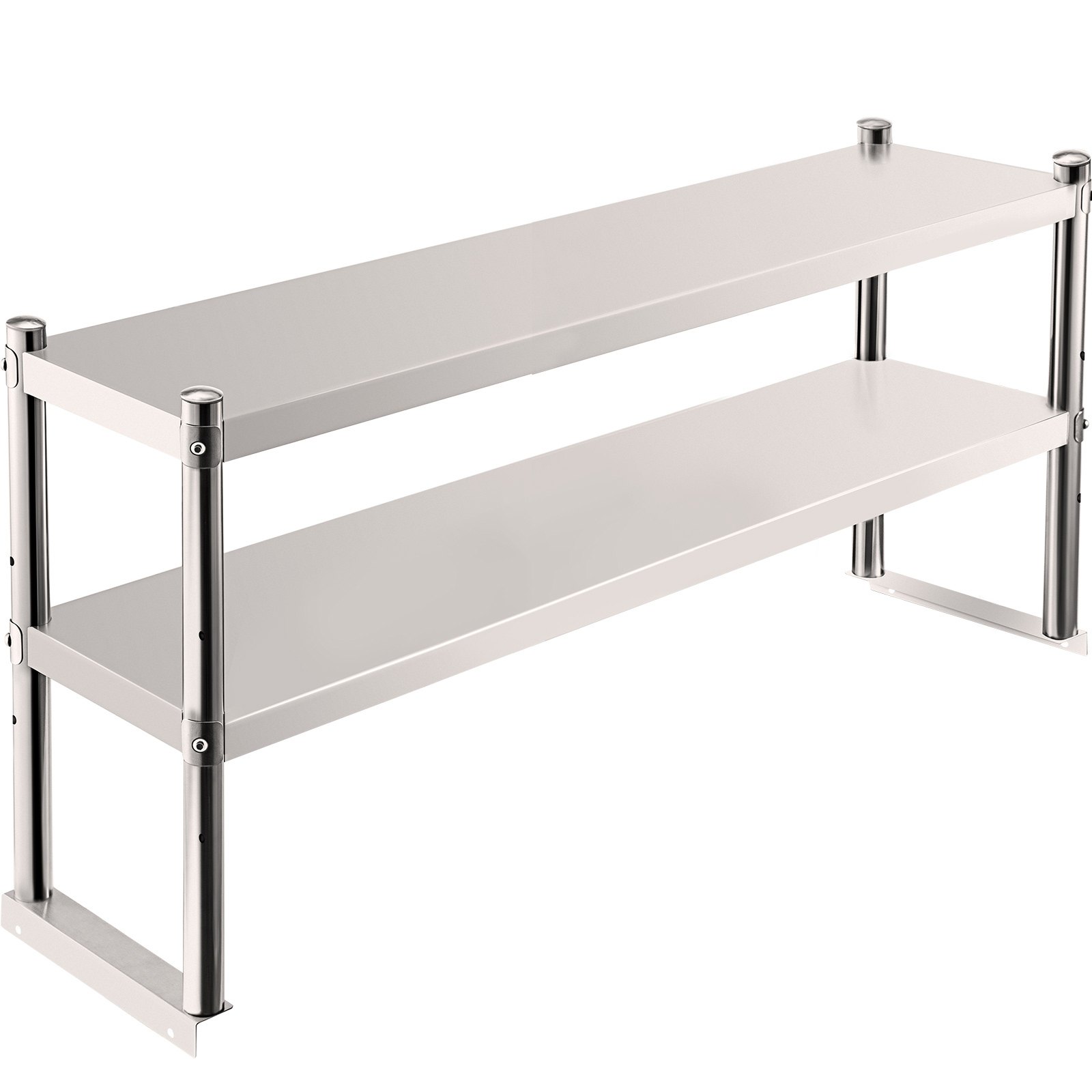 Stainless Work Table, With Wide Double Tier Overshelf Kitchen Storage Rack For Kitchen Prep & Work Table Strong Bearing Capacity Detachable Easy To