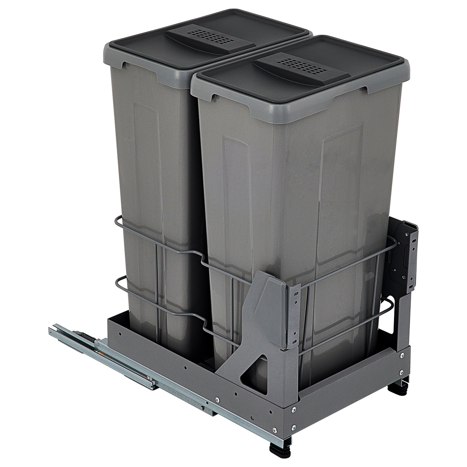 VEVOR PullOut Trash Can, 29Qt Double Bins, Under Mount Waste Container