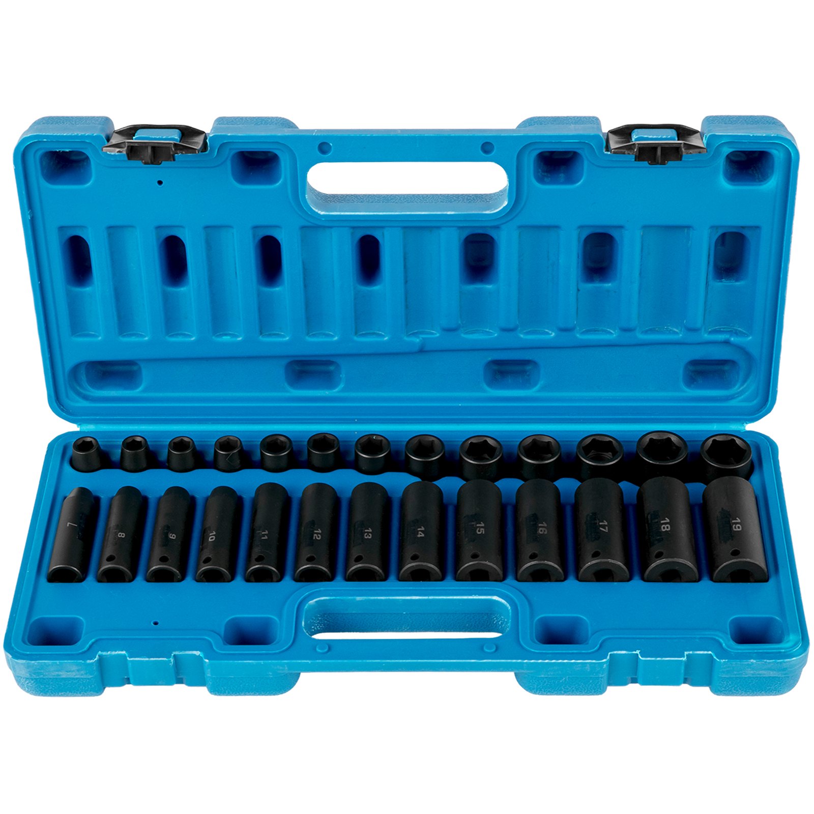VEVOR Impact Socket Set 1/2 Inches 26 Piece Impact Sockets, Deep Socket, 6-Point Sockets, Rugged Construction, Cr-V, 1/2 Inches Drive Socket Set Impact Metric 10mm - 36mm, with a Storage Cage