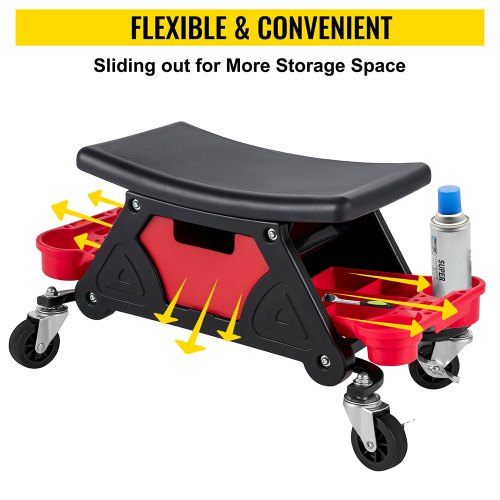 VEVOR Mechanic Stool 300 LBS Capacity Garage Stool with Wheels, Heavy