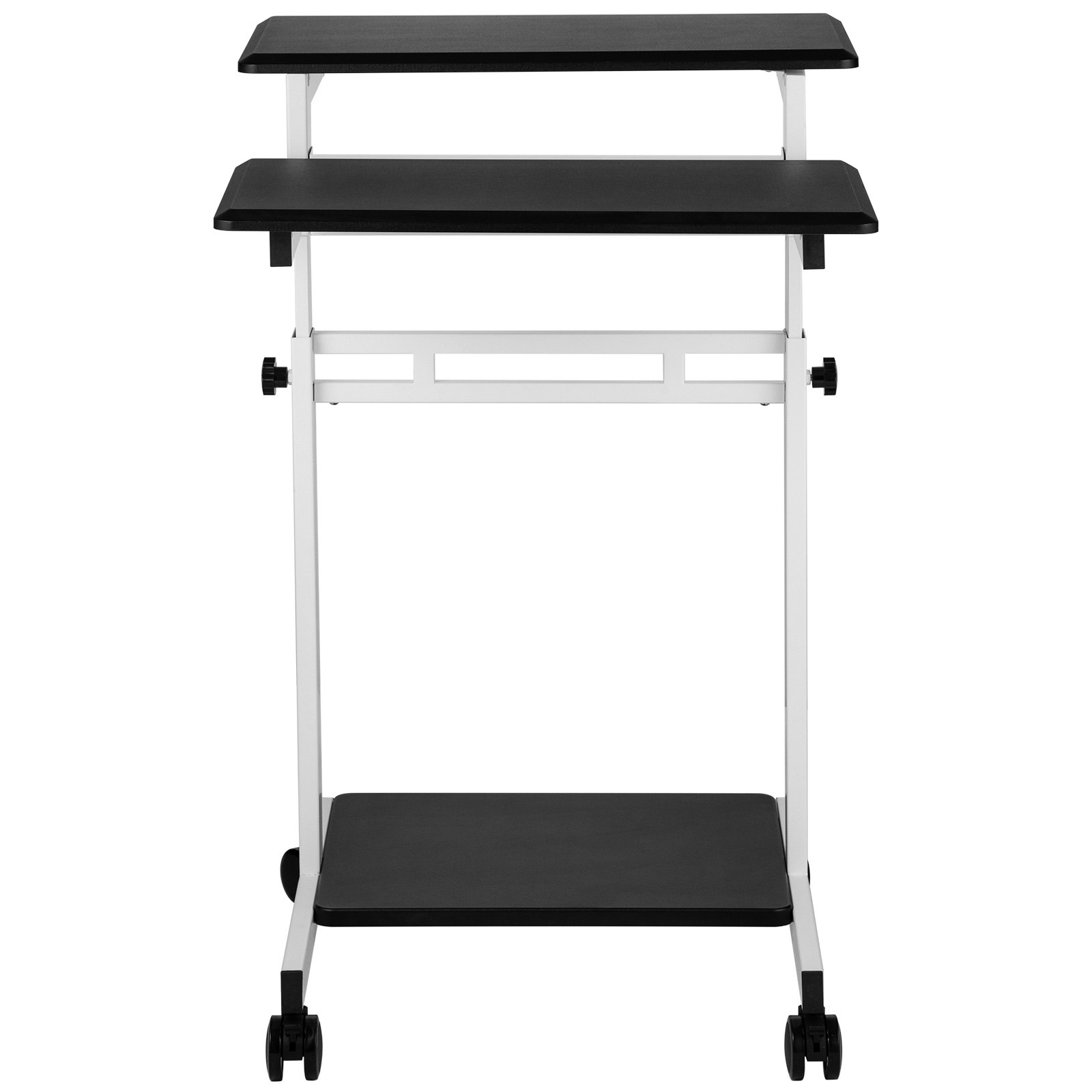 VEVOR Mobile Standing Desk, Rolling Laptop Desk w/ Three Shelves, 3447in Adjustable Height with