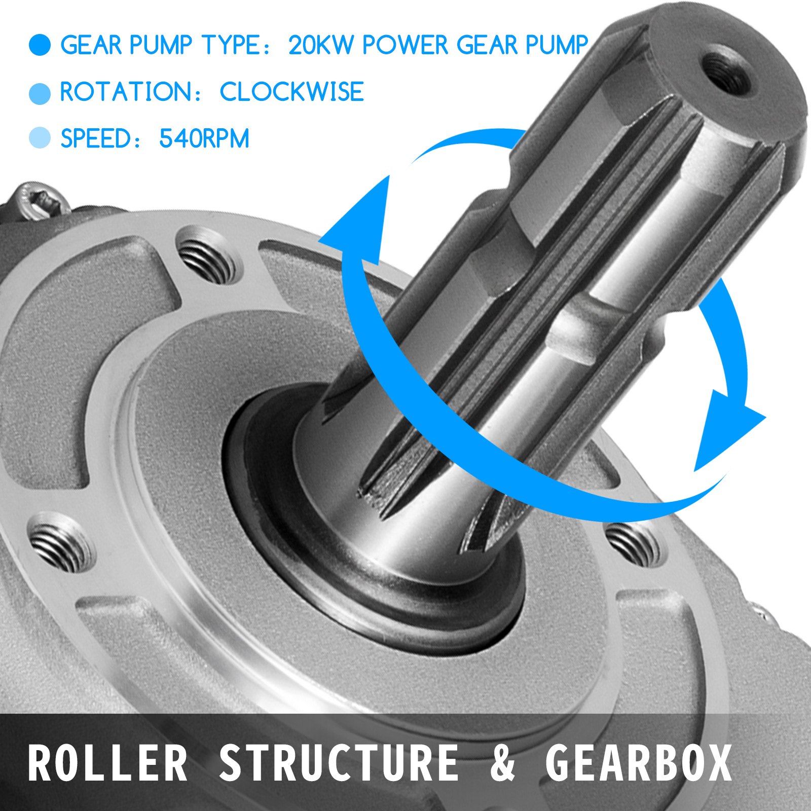 Tractor Hydraulic Fluid Pto Pump Gearbox Assembly 540rpm Clockwise Long Tube VEVOR US