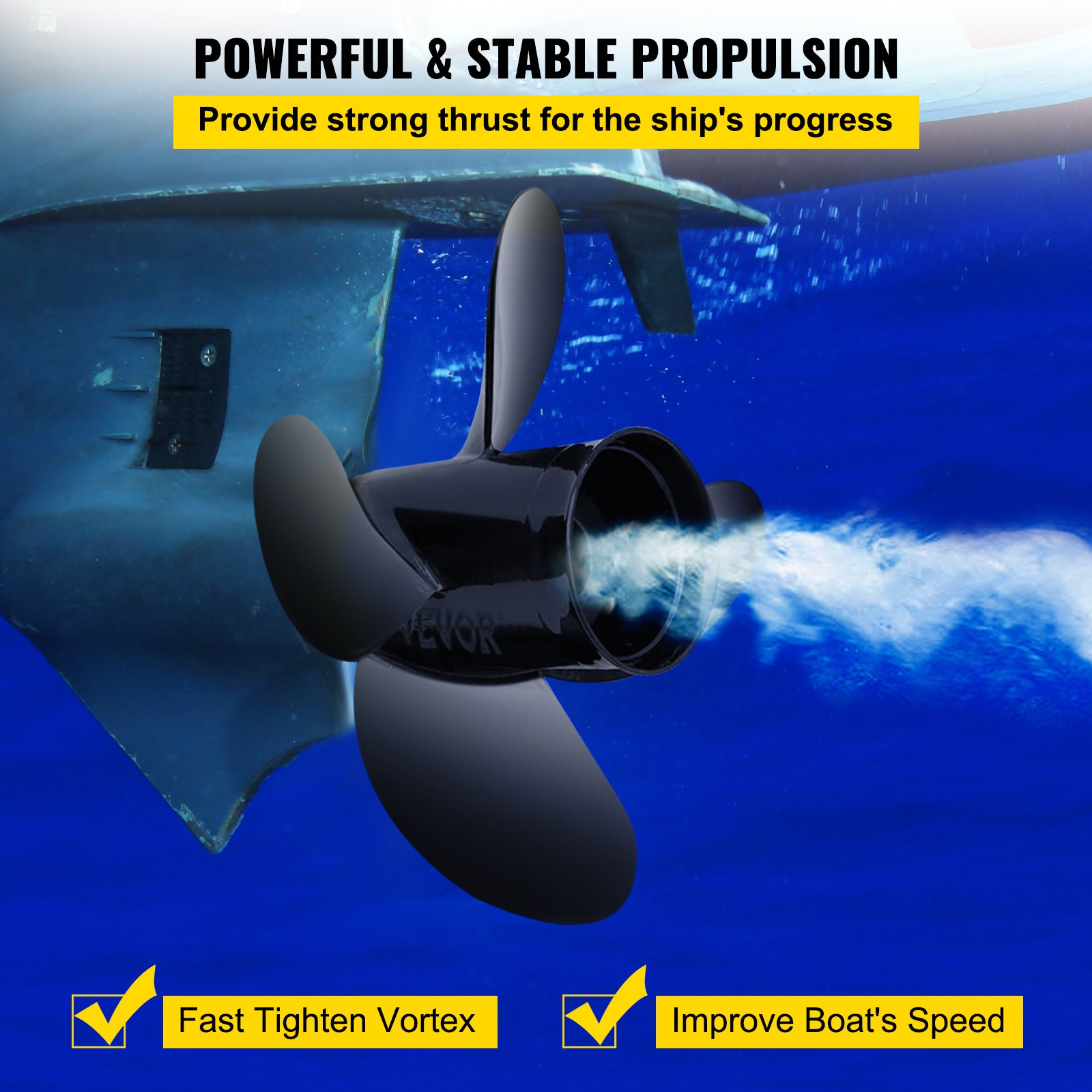 VEVOR 488M0084494 Outboard Propeller Boat Propeller 4 Blades 14 1/2" x 17" VEVOR US