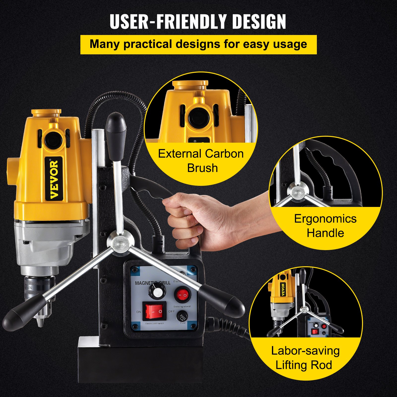 VEVOR Mag Drill, 0550 RPM Stepless Speed Drill Press