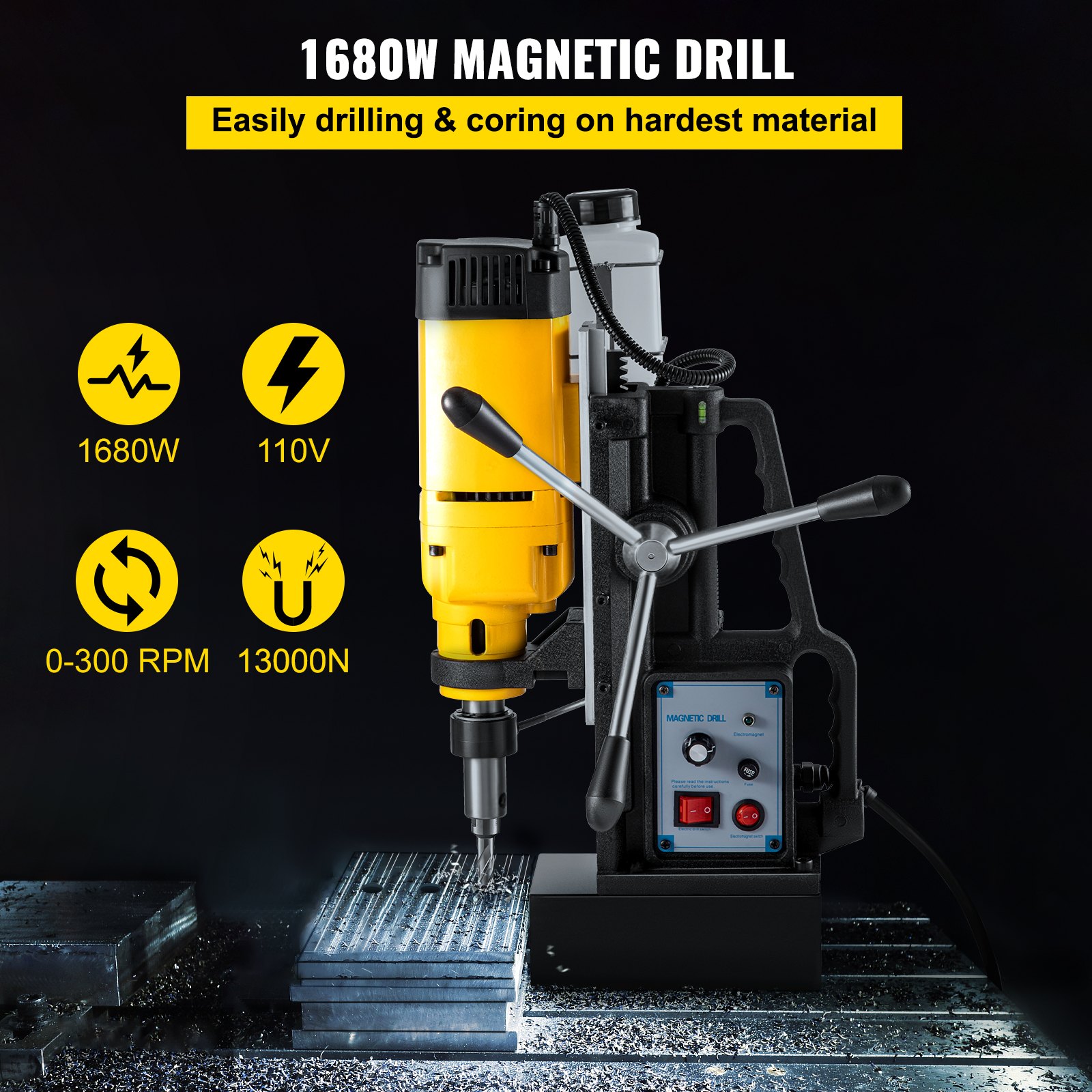 VEVOR Mag Drill, 0300 RPM Stepless Speed Drill Press