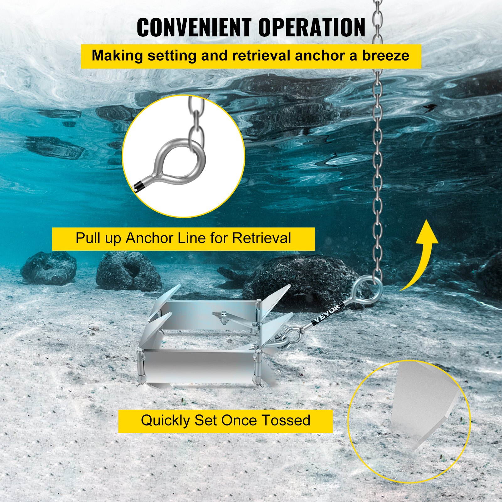 VEVOR Box Anchor for Boats, 19 lb Fold and Hold Anchor, Galvanized
