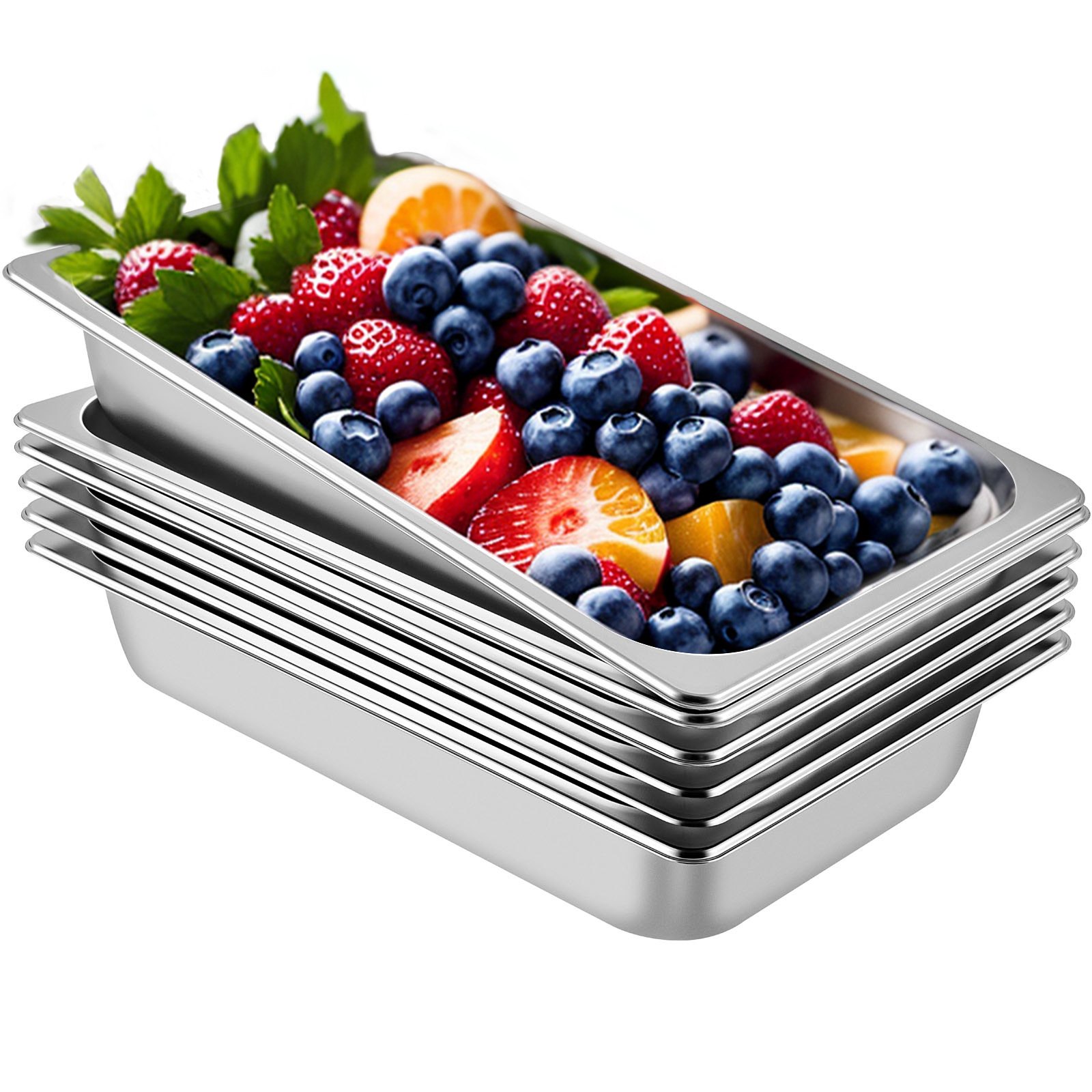 VEVOR Hotel Pans Full Size 4Inch Deep, Steam Table Pan 6 Pack , 22
