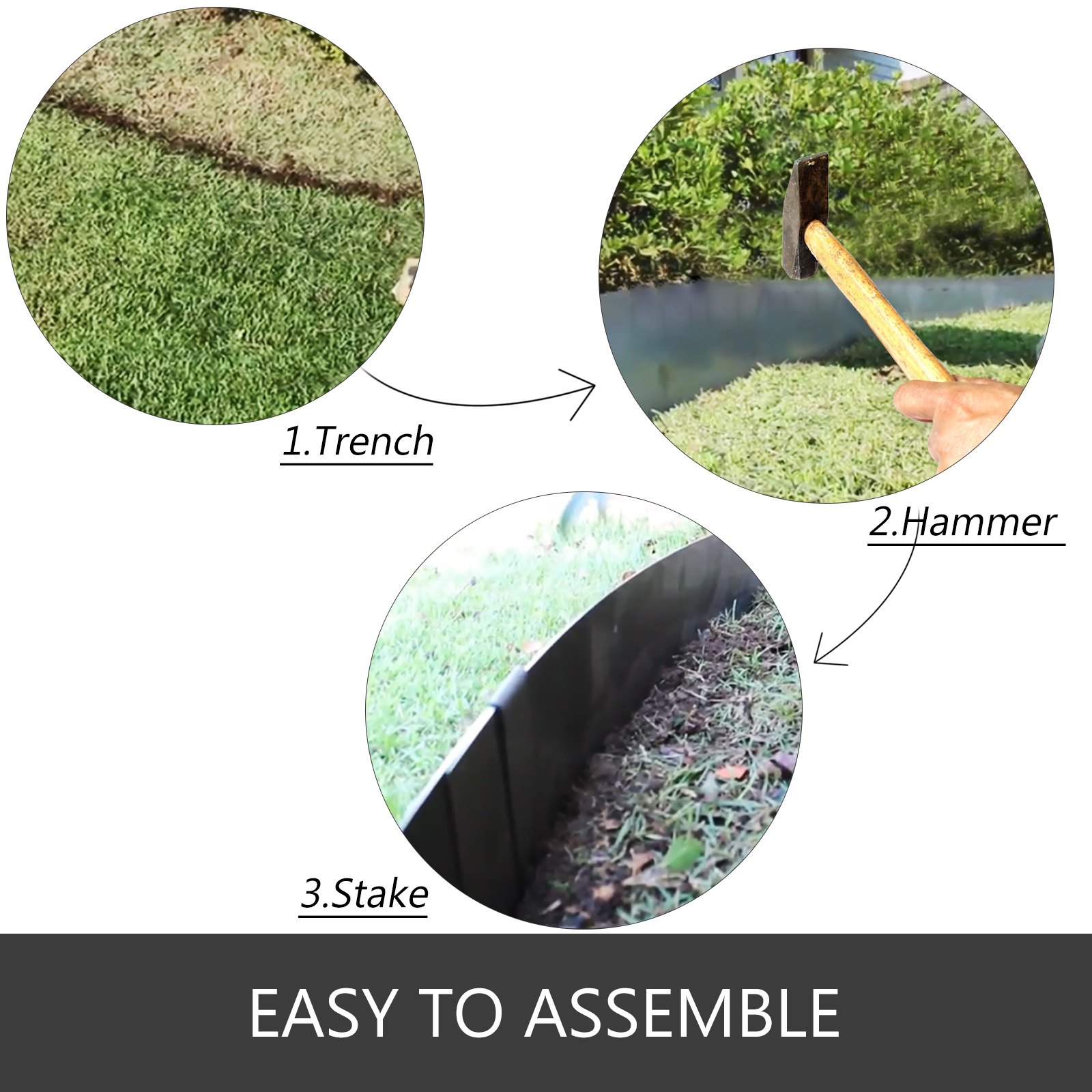 VEVOR Steel Landscape Edging 40 x 8 Inch，Steel Edging 6pcs，Steel Garden