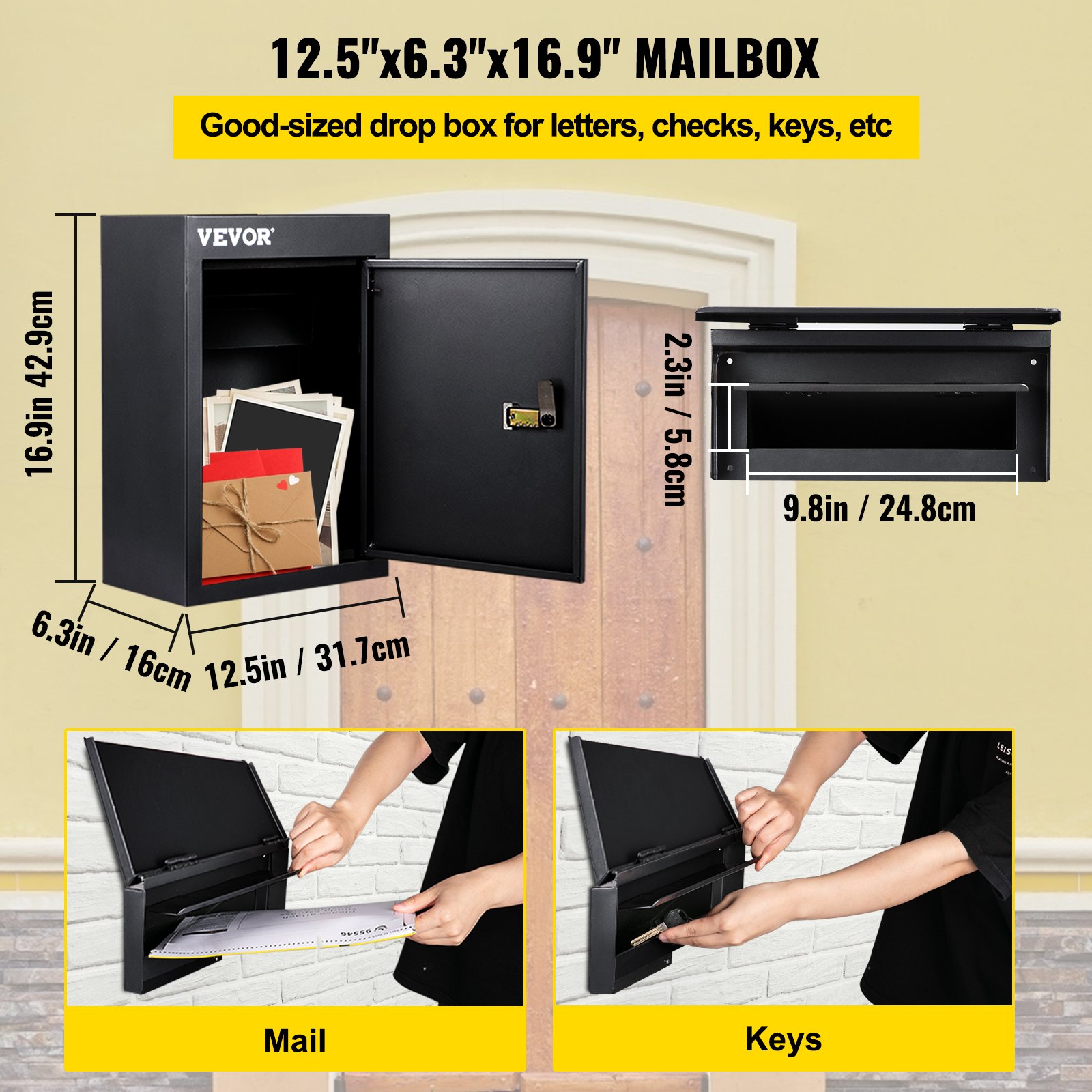 Vevor Through-the-wall Mailbox Letter Drop Box Adjustable Chute ...
