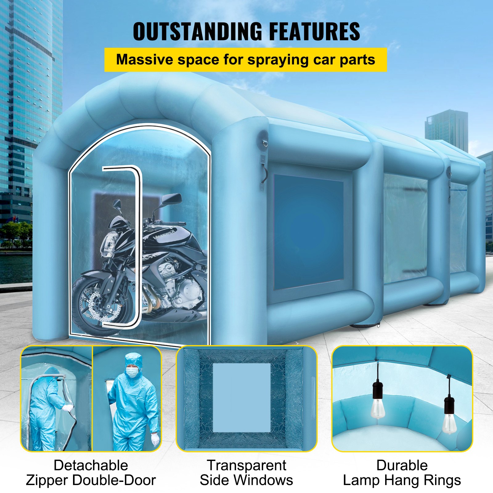 VEVOR Inflatable Paint Booth, 20x10x 8 ft Spray Paint Booth, High