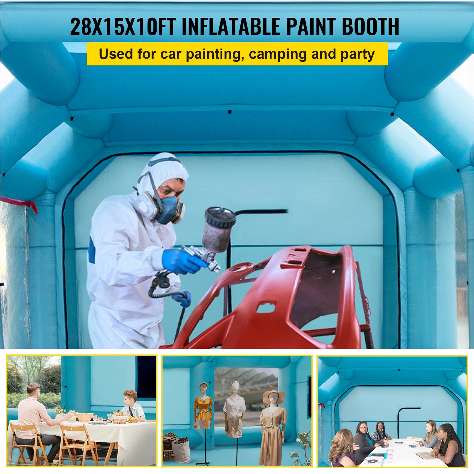 VEVOR Portable Inflatable Paint Booth, 28x15x10ft Inflatable Spray