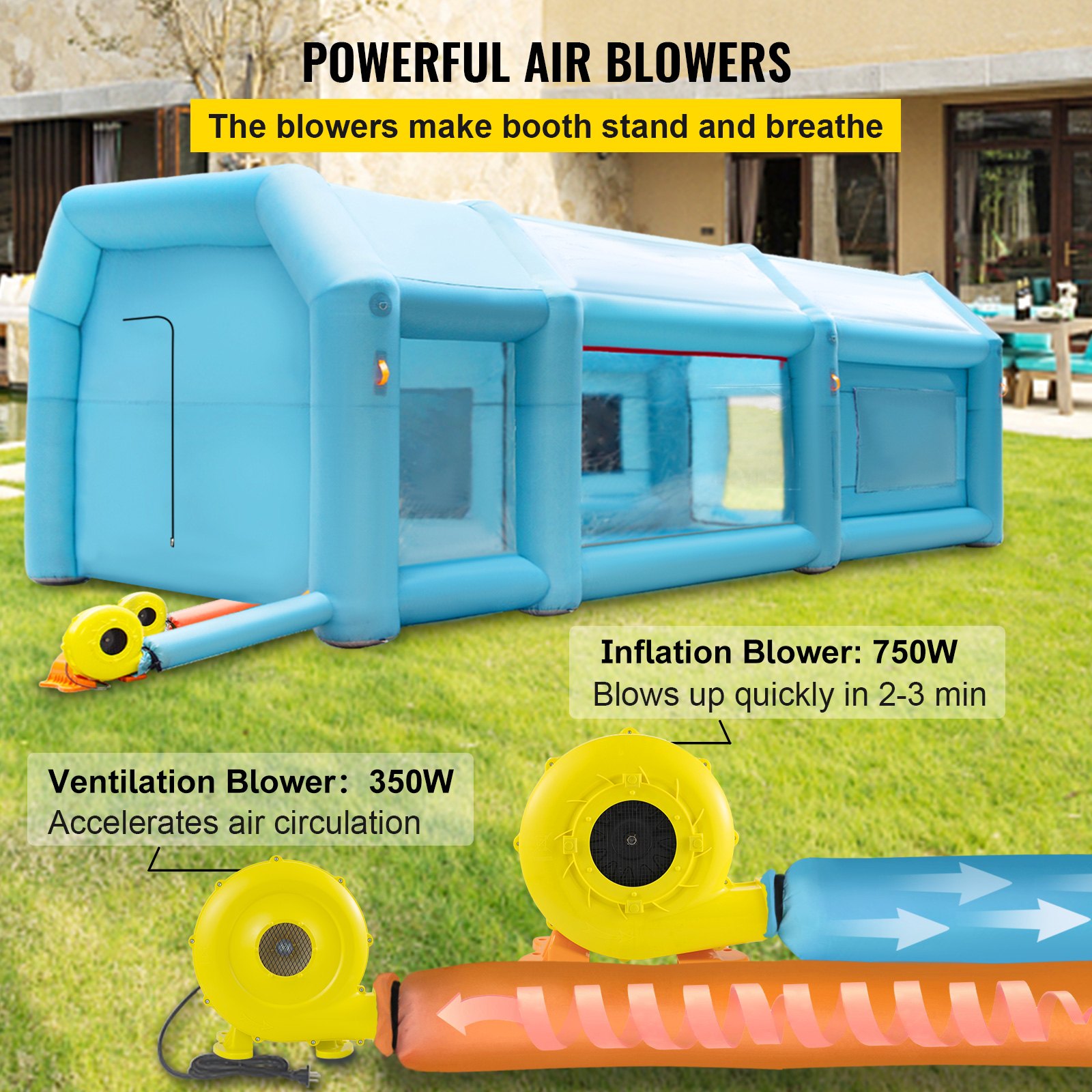 VEVOR Portable Inflatable Paint Booth, 23x13x8ft Inflatable Spray Booth