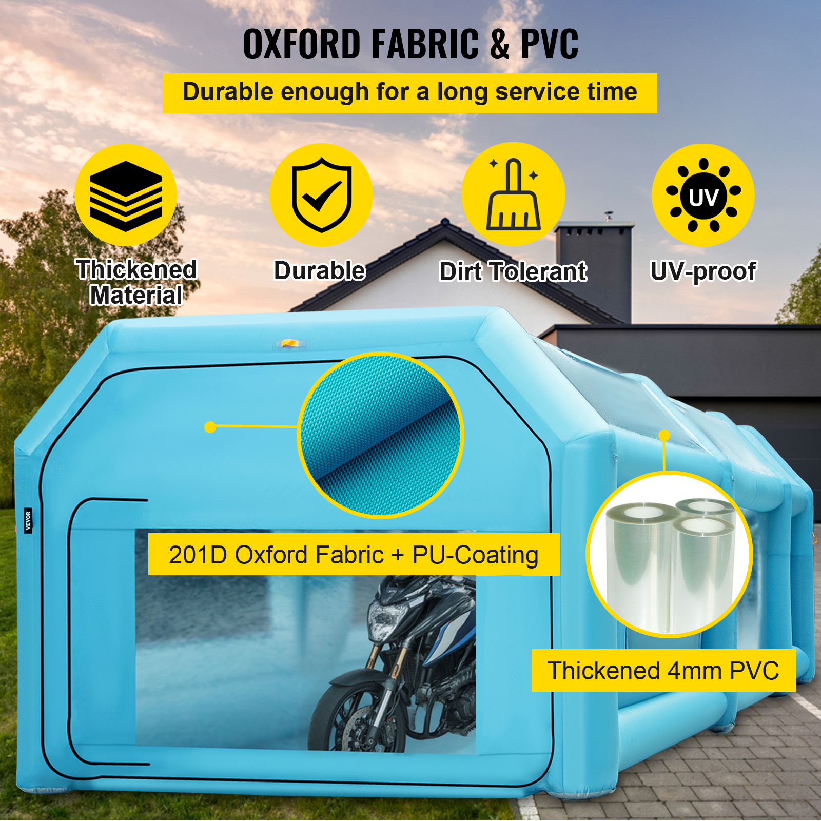Vevor Inflatable Paint Booth Carport Car Paint Tent 23x13x8ft 2 Blowers