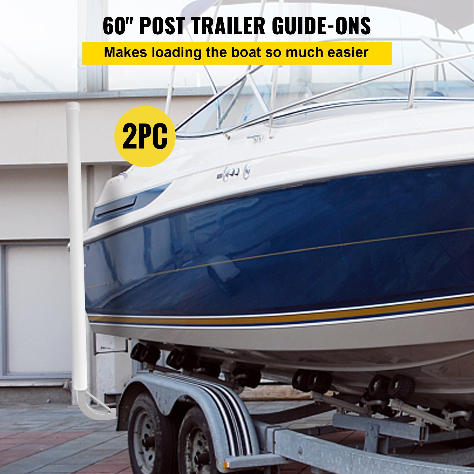 VEVOR Boat Trailer Guide-On System - Adjustable 22-60" Rustproof Guides With PVC Pipes