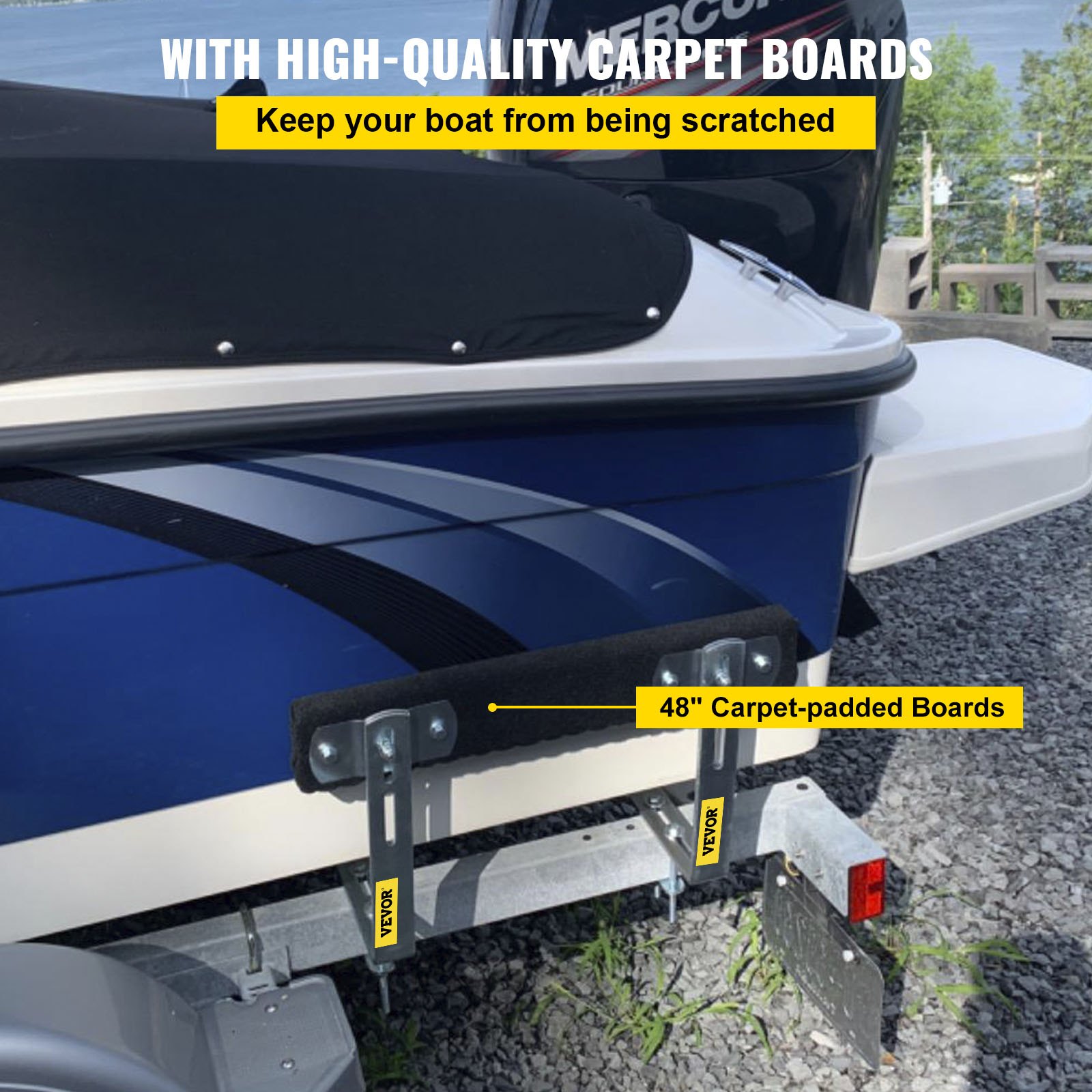 VEVOR Boat Trailer Guideons 48" Rustproof Trailer Guides w/Carpet