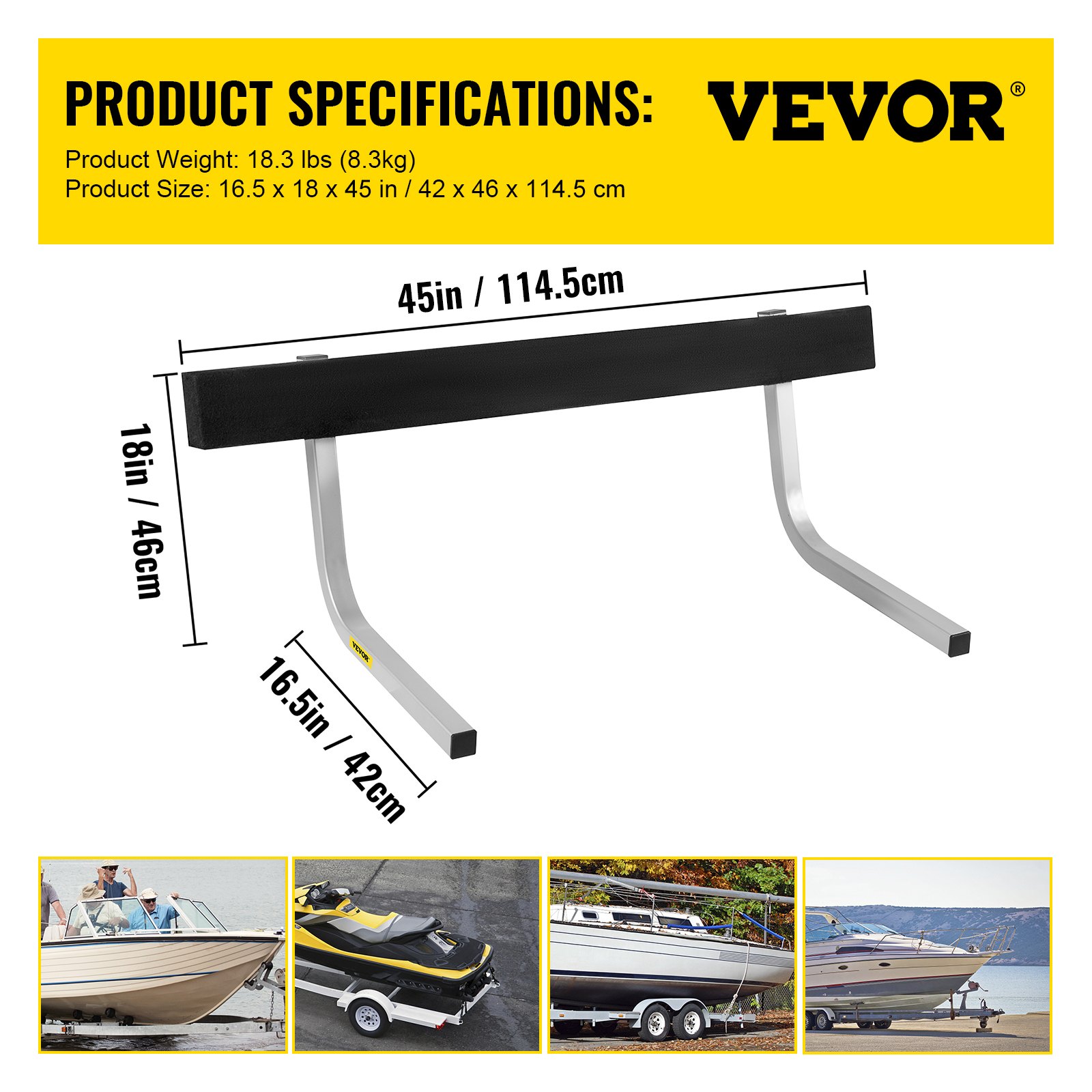 Boat Trailer Bunk Guides Boat Guides VEVOR Boat Trailer Guide-Ons, 48", 2pcs Rustproof Steel Trailer Guide Ons, Trailer Guides With Carpet-Padded Boards, Mounting Parts Included, For Amazon Prime Pontoon Trailer Guides