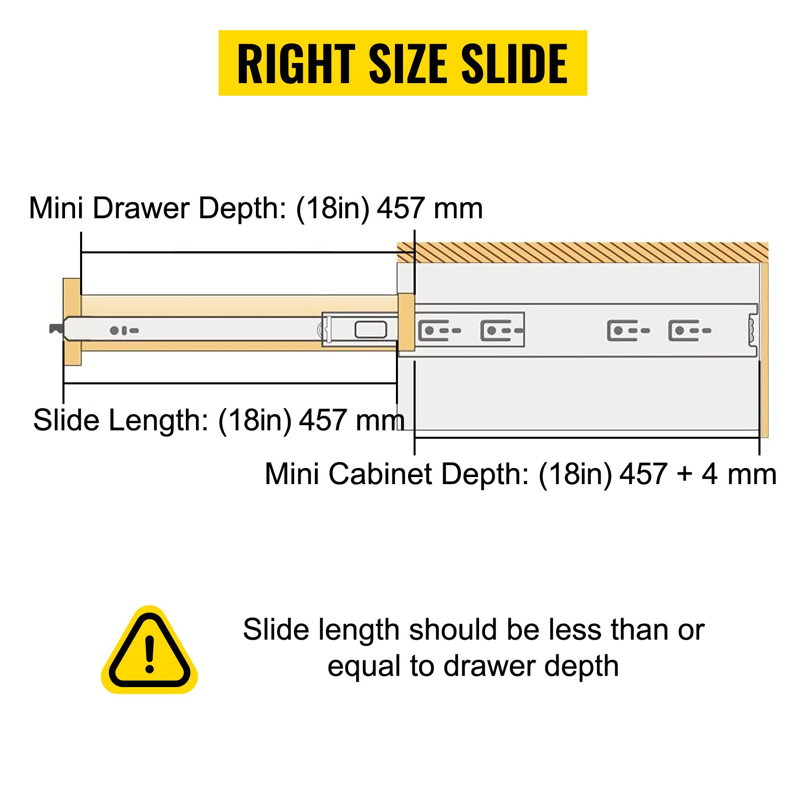 VEVOR Heavy Duty Drawer Slides 18" Length, Locking Drawer Slides 500lbs