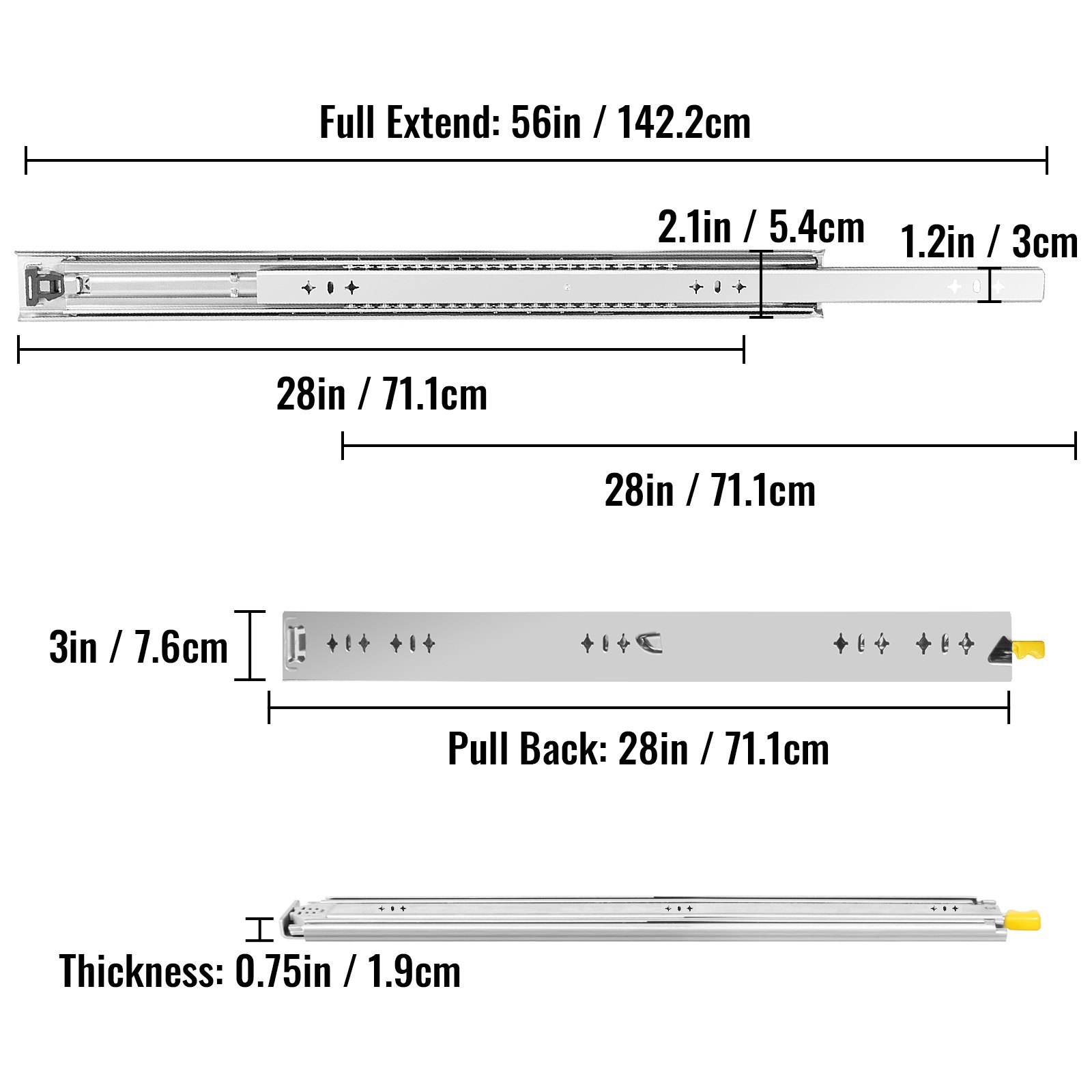 Vevor Drawer Slides Heavy Duty Drawer Slides 28 Cold Rolled Steel   Drawer Slides M100 8 