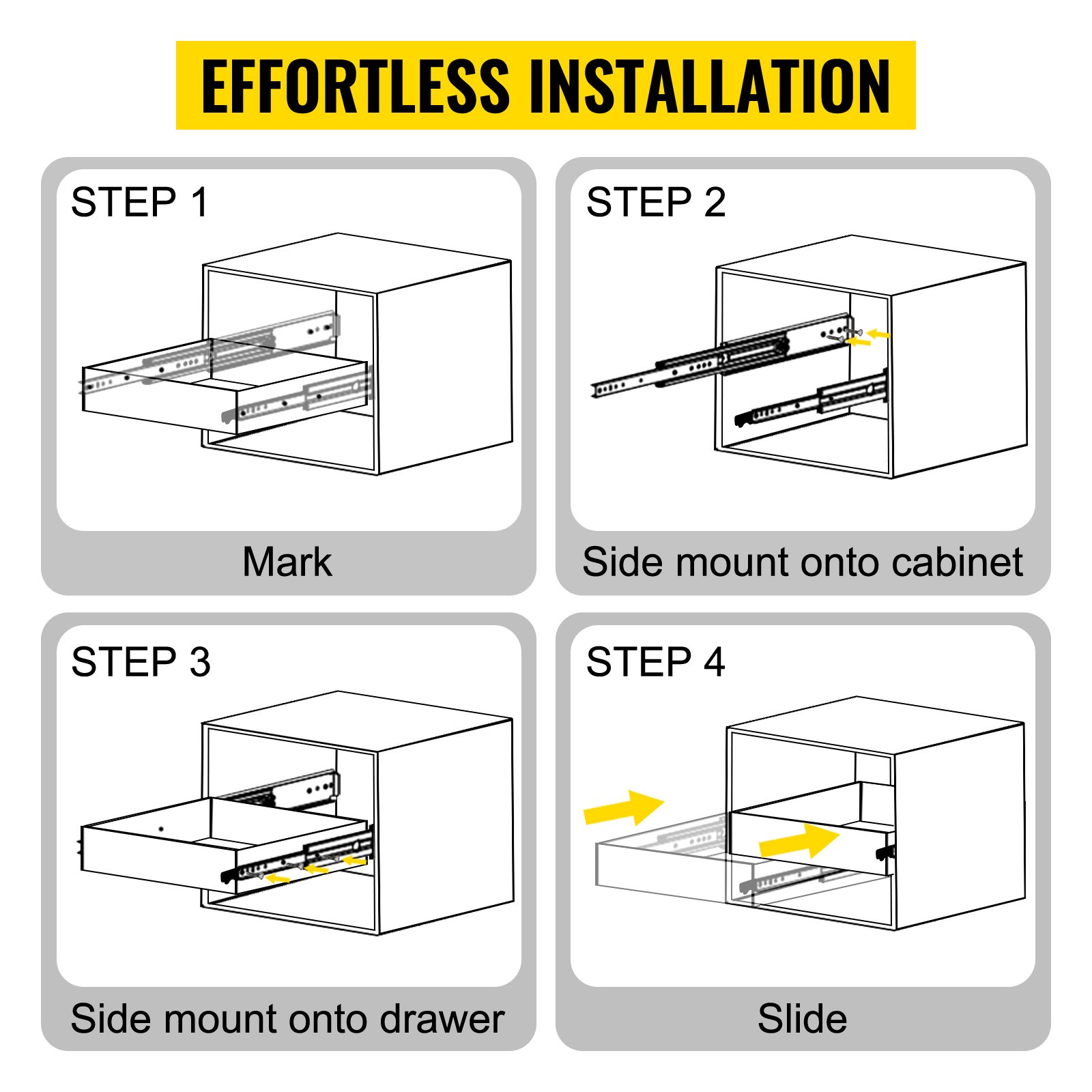 VEVOR Heavy Duty Drawer Slides 48" Length, Locking Drawer Slides 500lbs