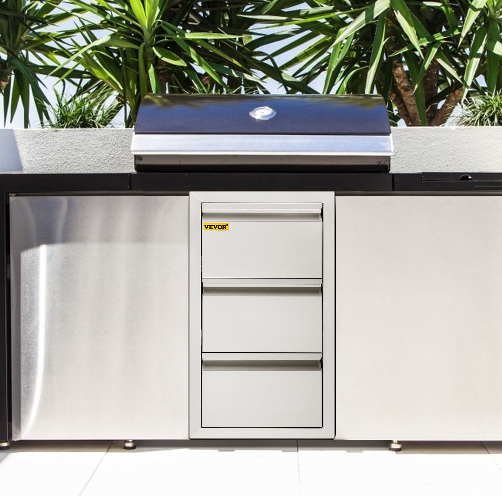 VEVOR 201 Stainless Steel Triple Access Drawer Outdoor Kitchen BBQ
