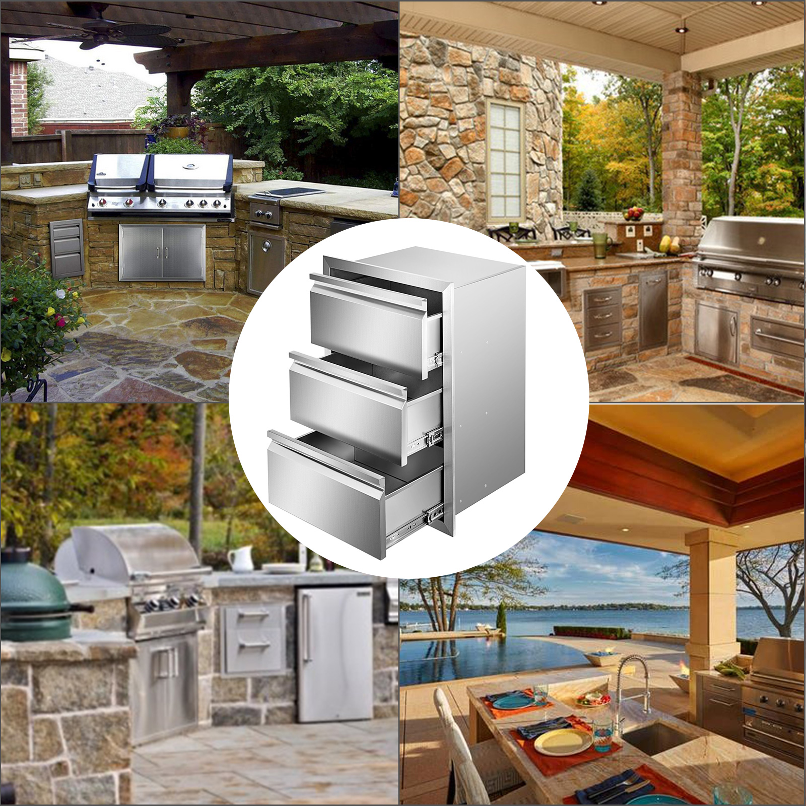 19.6" X 26.6" Outdoor Kitchen Drawer Bbq Island Stainless Steel Access