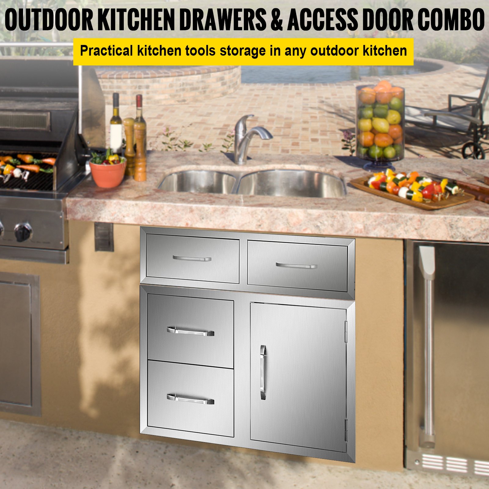 VEVOR Outdoor Kitchen Door Drawer Combo 35.4" W x 23.6" H x 24.4''D