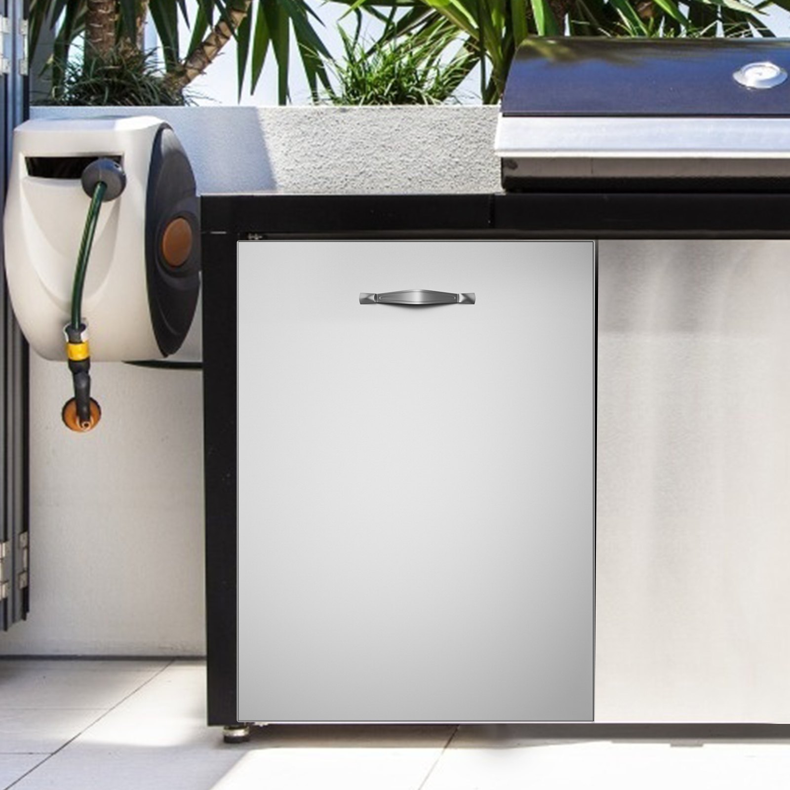 VEVOR Pull Out Trash Drawer 17.7x22.8 Inch Raised Style Trash Bin with PullOut Tray Stainless