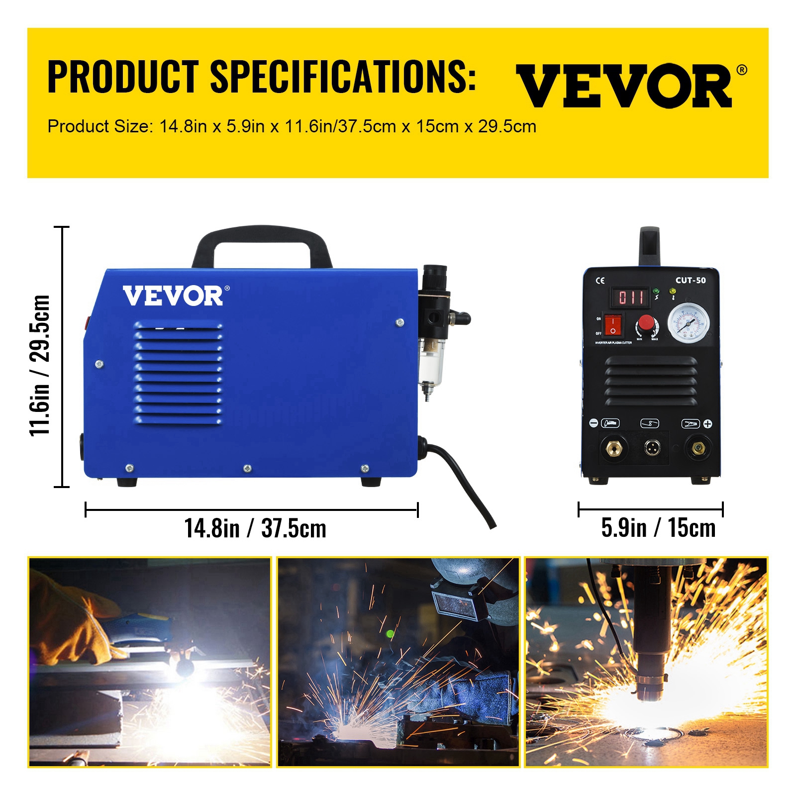 VEVOR Plasma Cutter, CUT50 Air Inverter Plasma Cutter, 50A Plasma