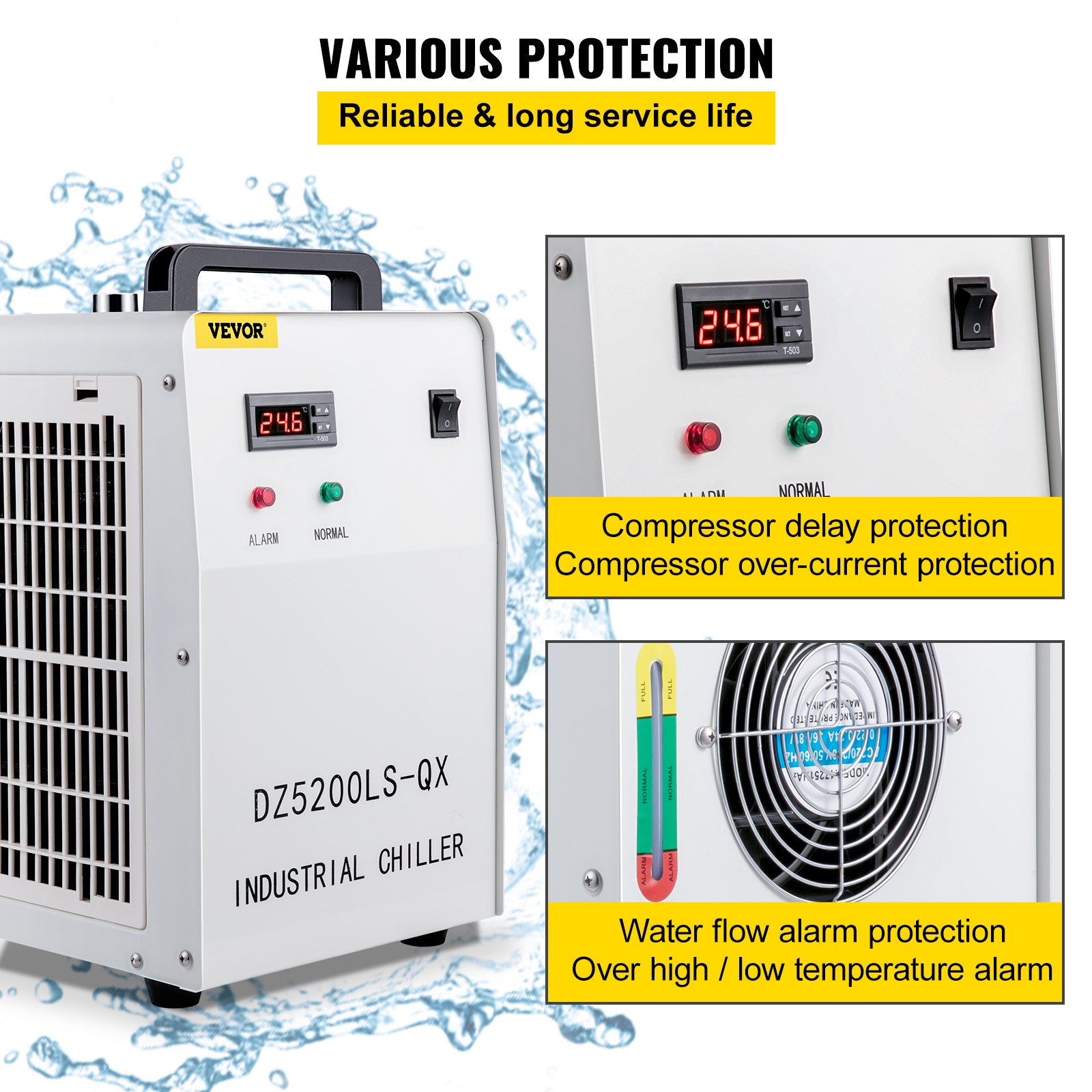 VEVOR Industrial Water Chiller for Single 130/150W CO2 Laser Tube 110V ...