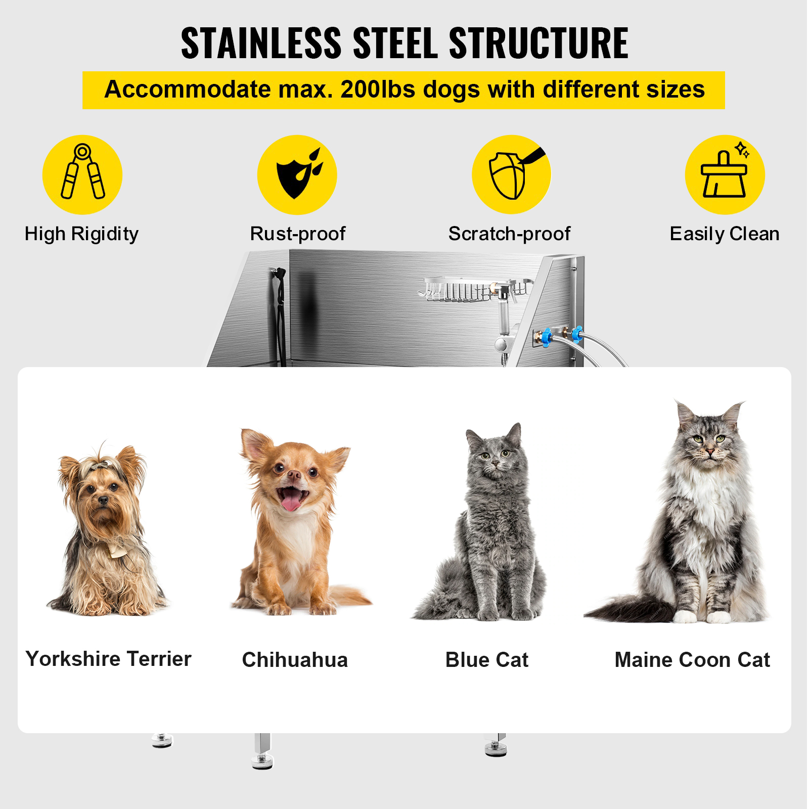 VEVOR 34" Pet Grooming Tub Stainless Steel Dog Wash Station Pet Washing