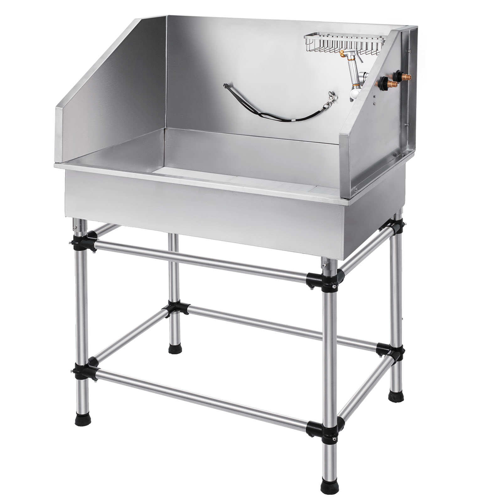 VEVOR Dog Grooming Tub 38 Inch Stainless Steel Professional Pet Bathing Tub Station Small Medium