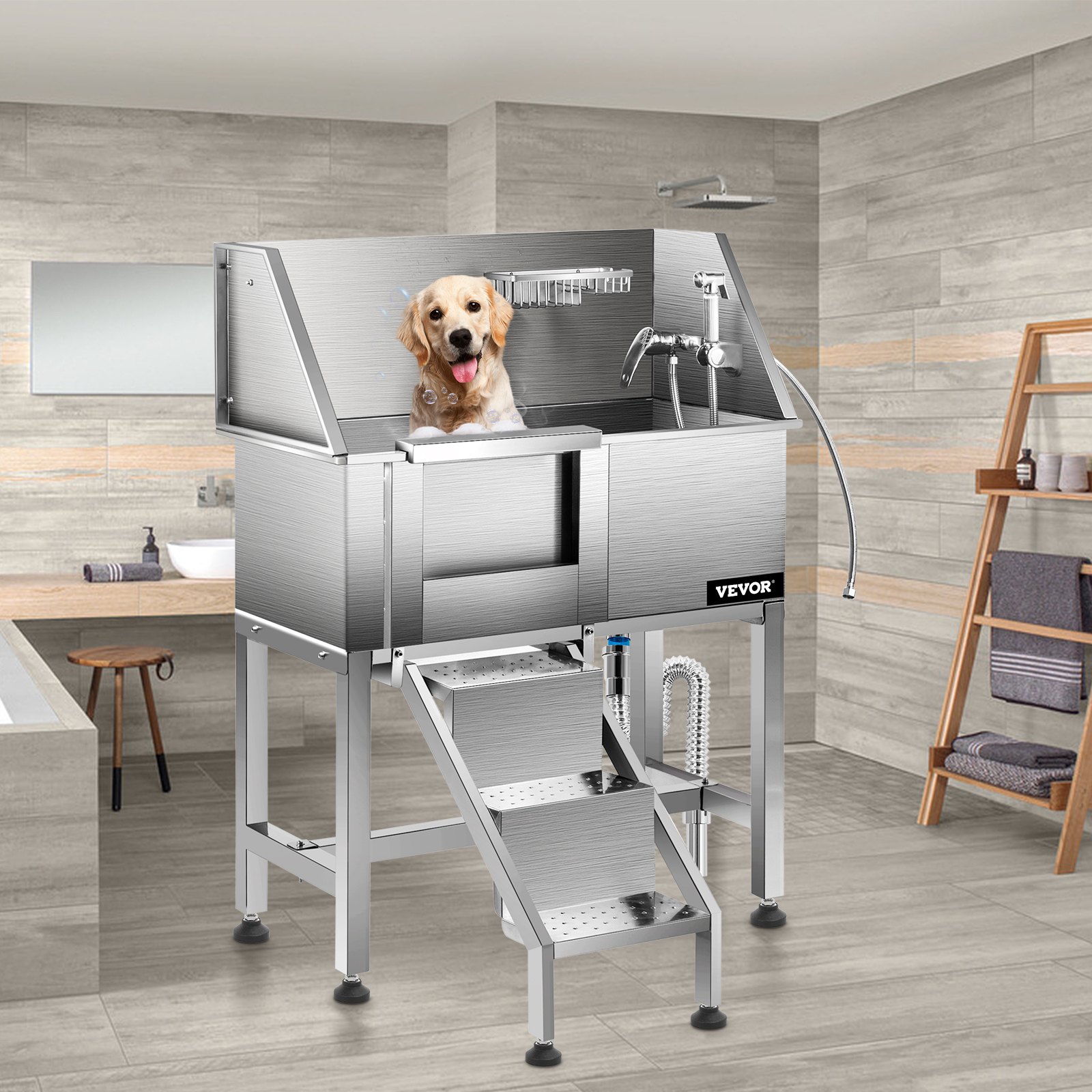 VEVOR VEVOR Pet Dog Grooming Bath Tub Dog Wash Tub 38"L Stainless Steel