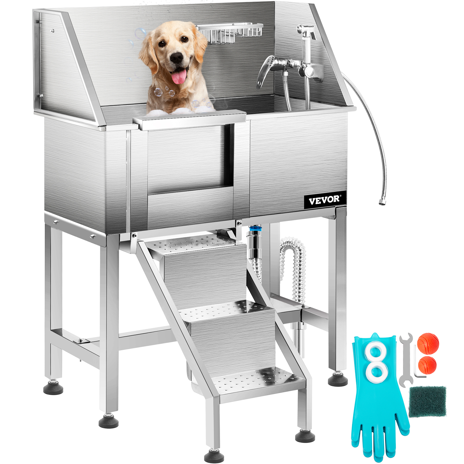 VEVOR VEVOR 38" Pet Dog Grooming Bath Tub Stainless Steel Professional Wash Station VEVOR AU