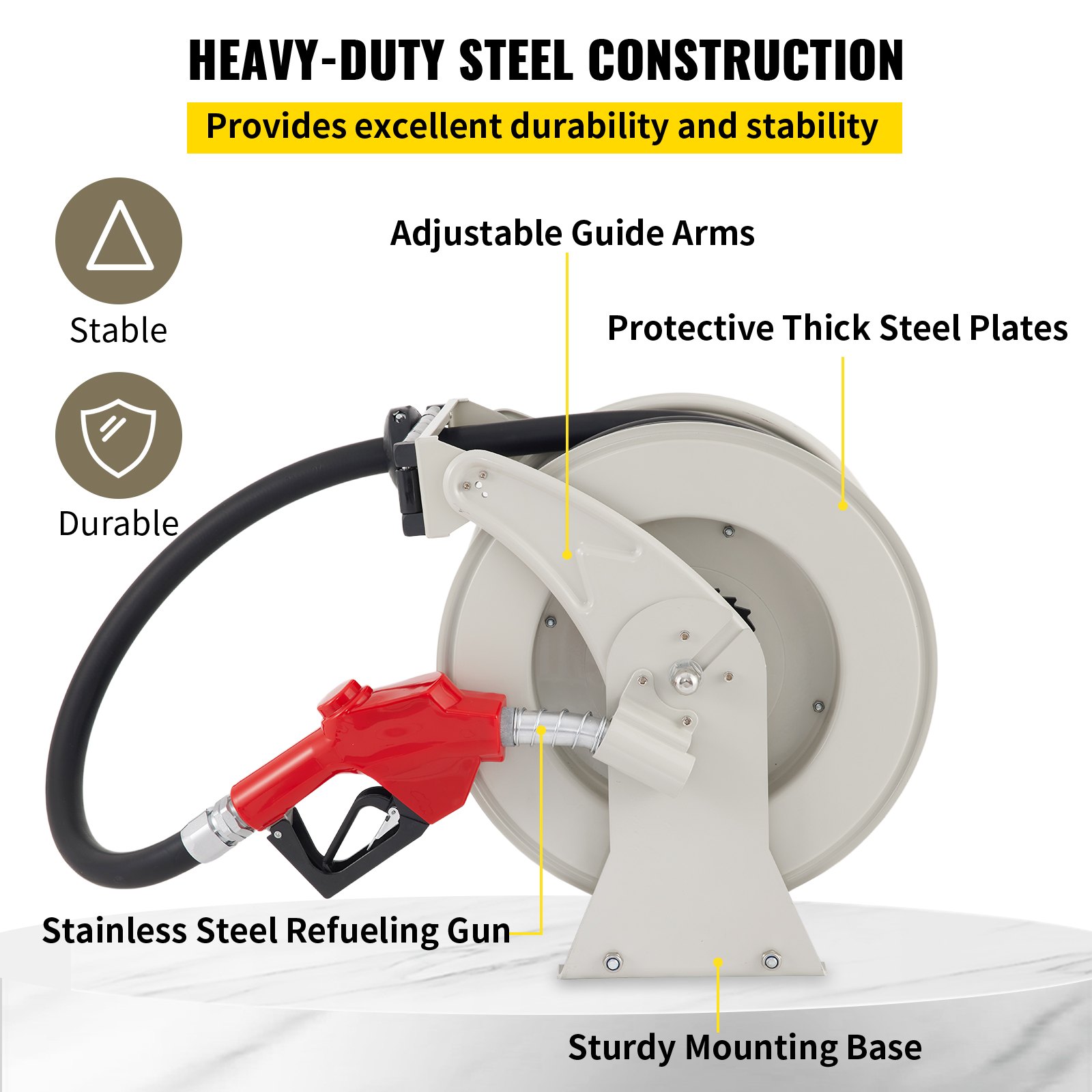 VEVOR Fuel Hose Reel, 1" x 50' Extra Long Retractable Diesel Hose Reel