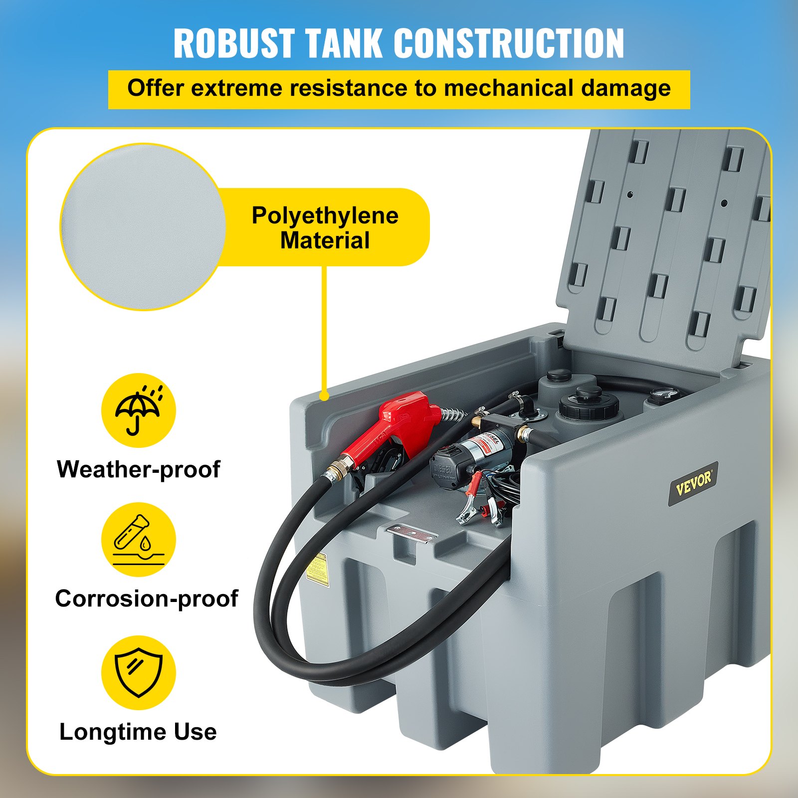 VEVOR Portable Diesel Tank, 58 Gallon Capacity, Diesel Fuel Tank with ...