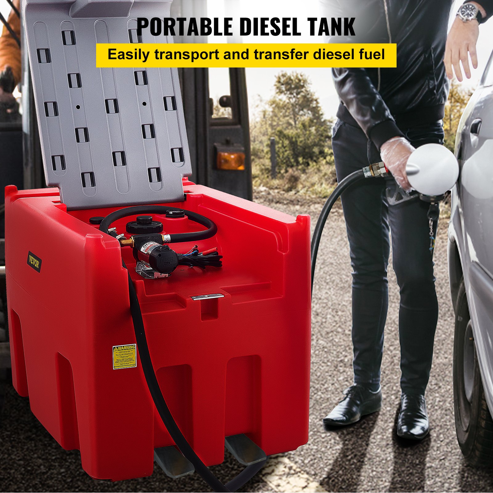 VEVOR Portable Diesel Tank Diesel Fuel Tank 116 Gl, w/ 12V Transfer ...