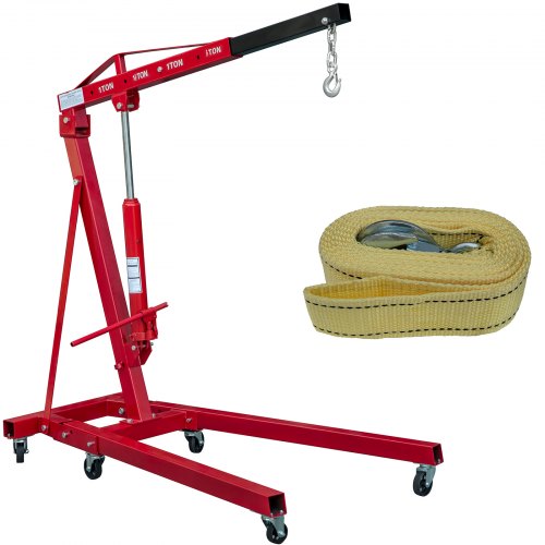VEVOR Folding Engine Crane, 2200lbs Lifting Capacity Shop Crane, 1Ton Hydraulic Engine Hoist