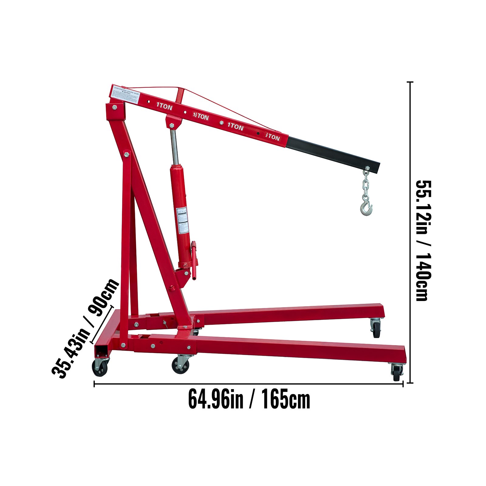 VEVOR Folding Engine Crane, 2200lbs Lifting Capacity Shop Crane, 1Ton